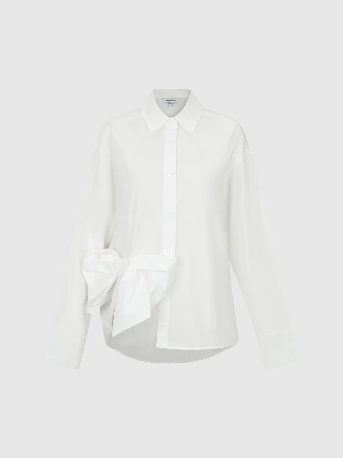 Button Front Tie Waist Cotton Long Sleeve Shirt