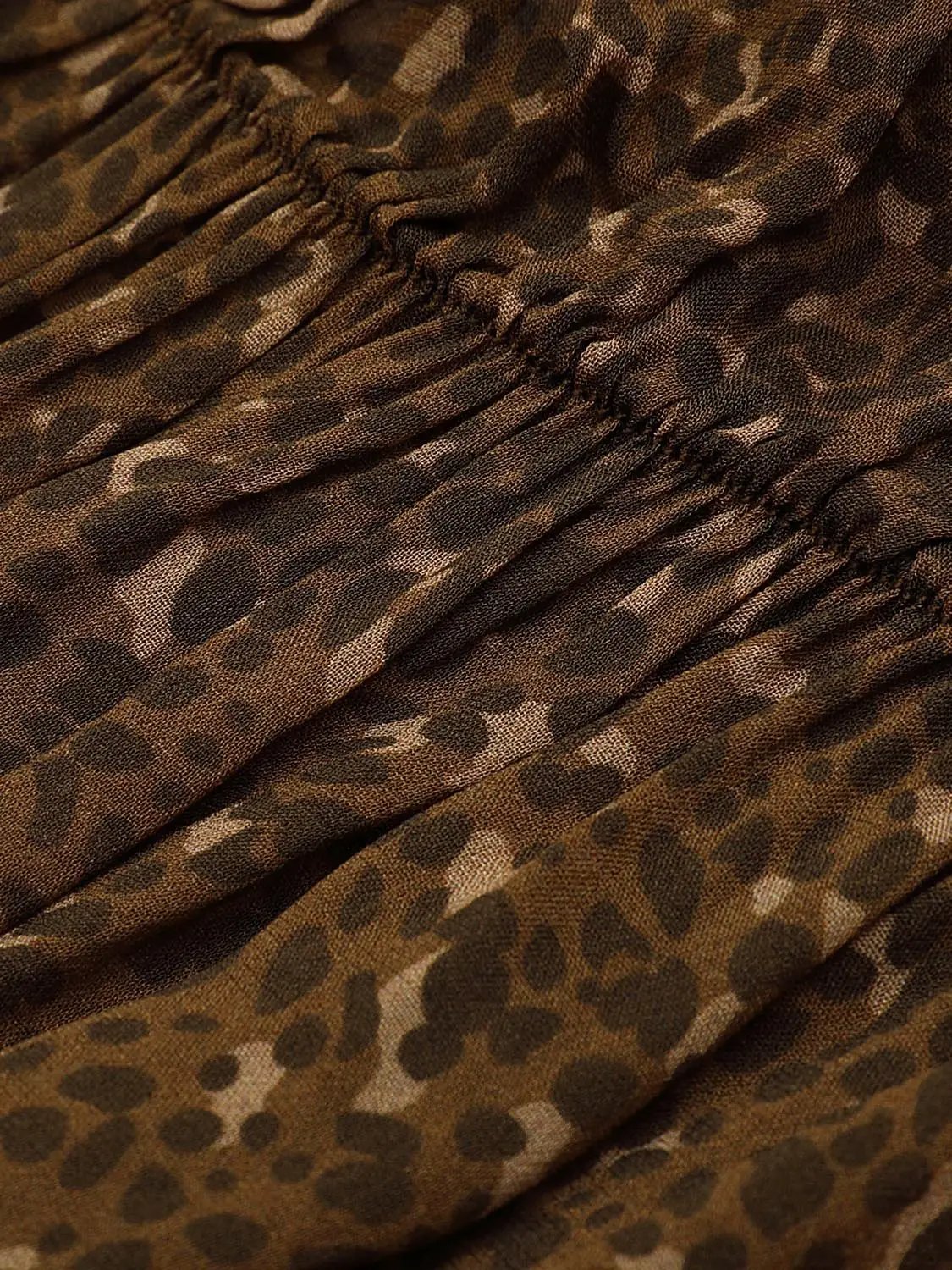 Ruched Animal Print Short Sleeve Blouse