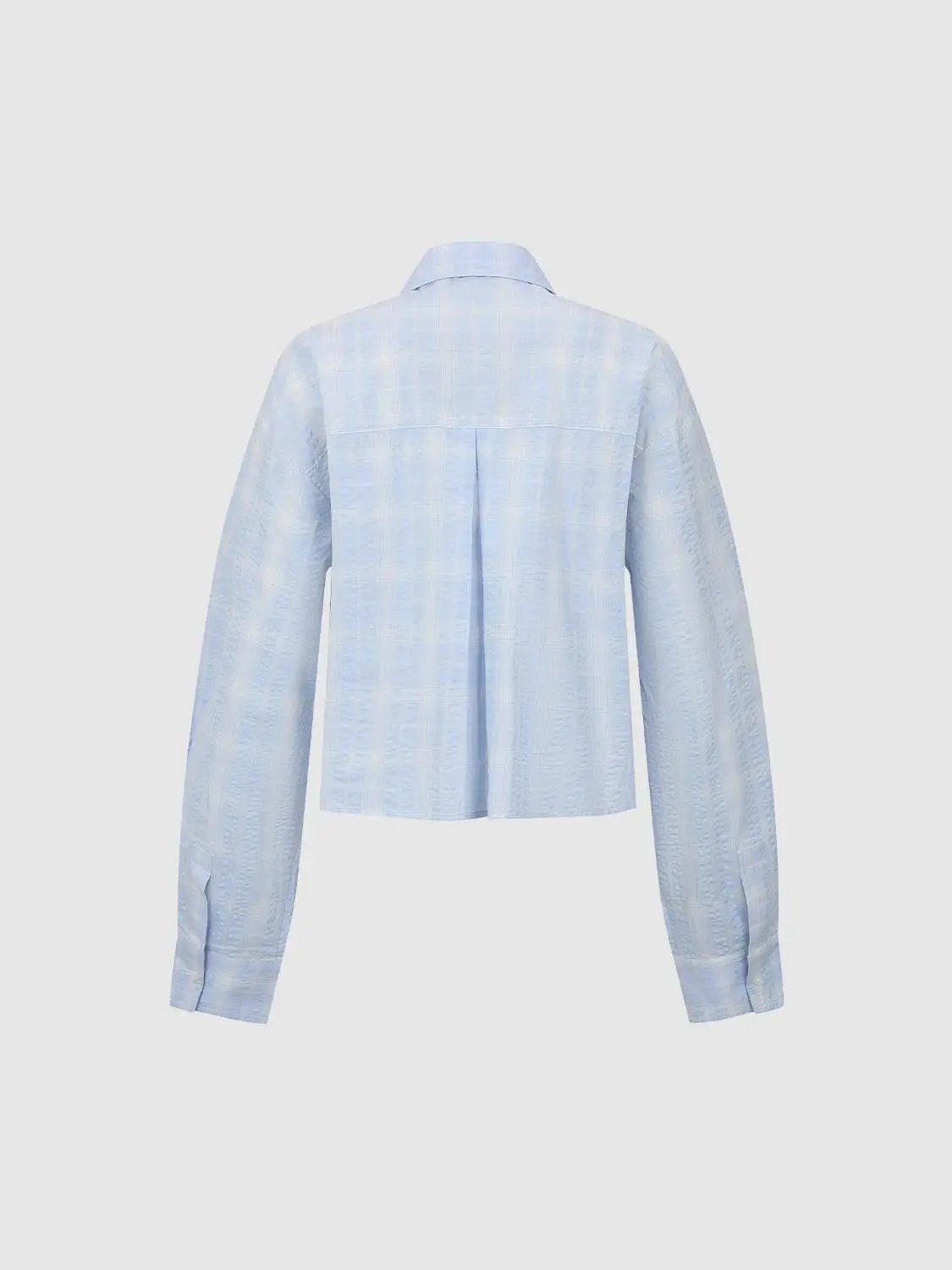 Checked Ruffle Front Long Sleeve Cotton Button Down Shirt