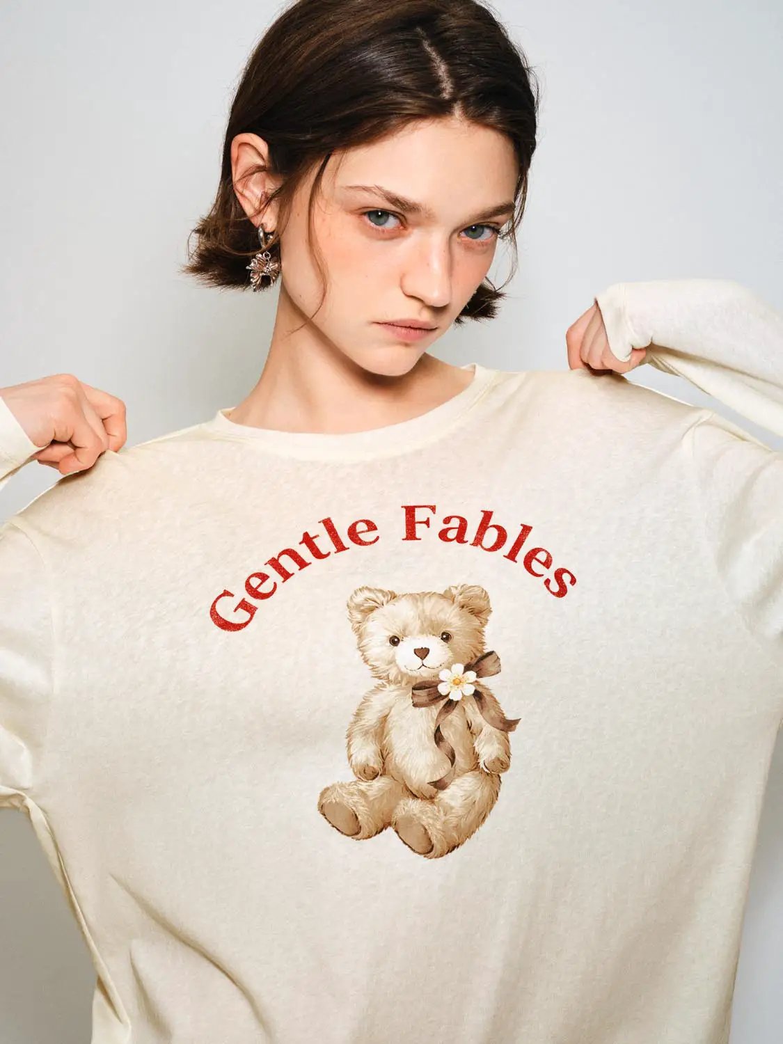 Gentle Fables Teddy Bear Graphic Cotton Blend T-shirt