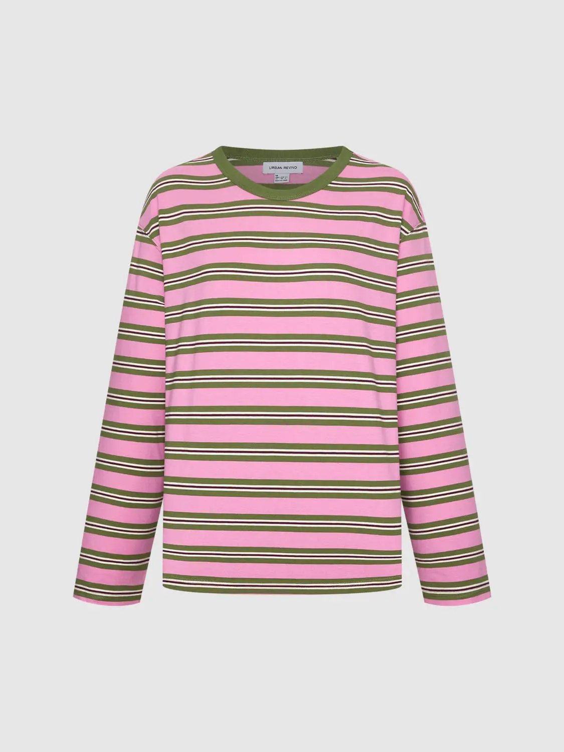 Striped Regular Fit Crew Neck Long Sleeve Cotton T-Shirt
