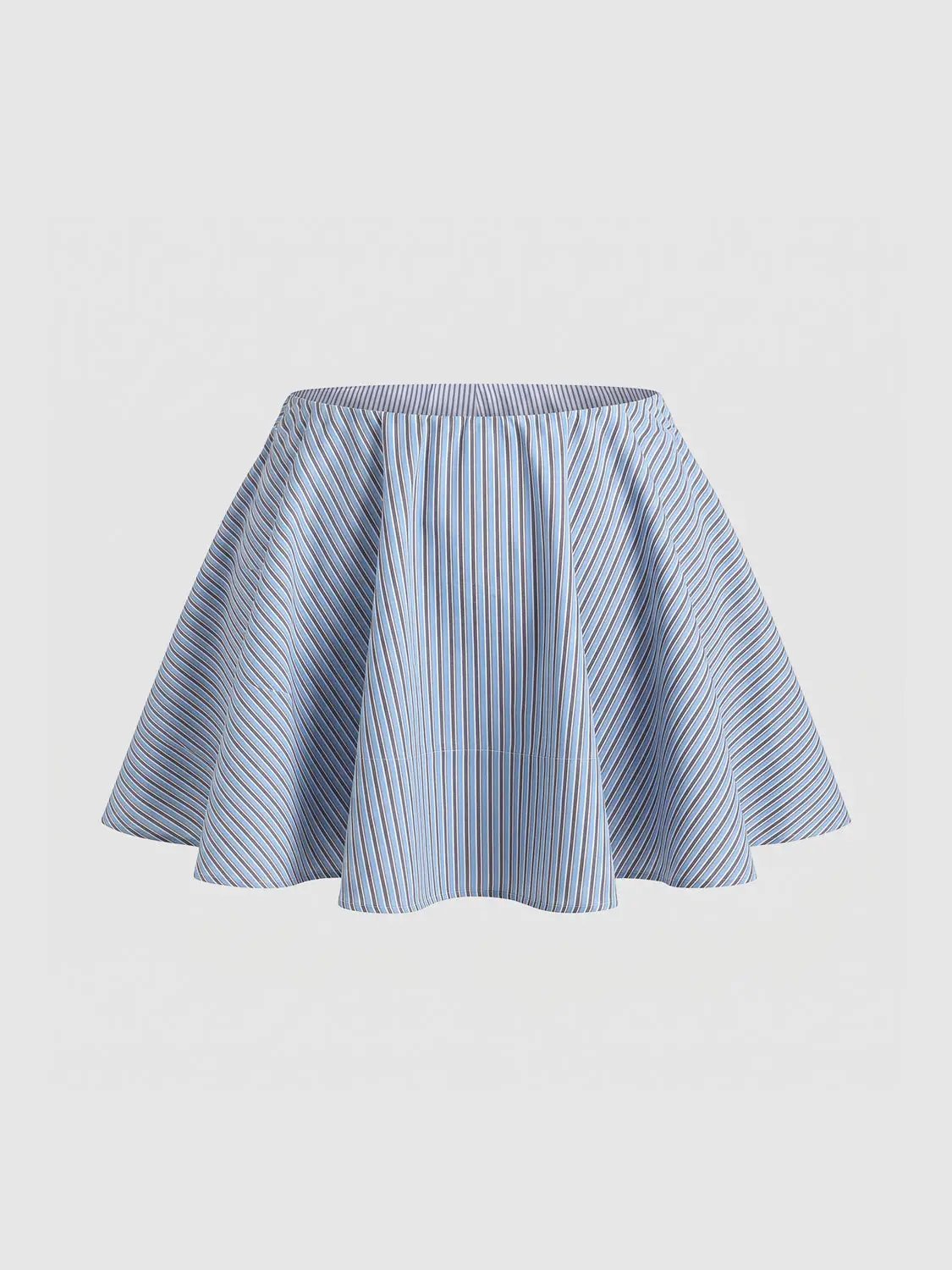 Lightweight Striped Pleated A-Line Cotton Mini Skirt