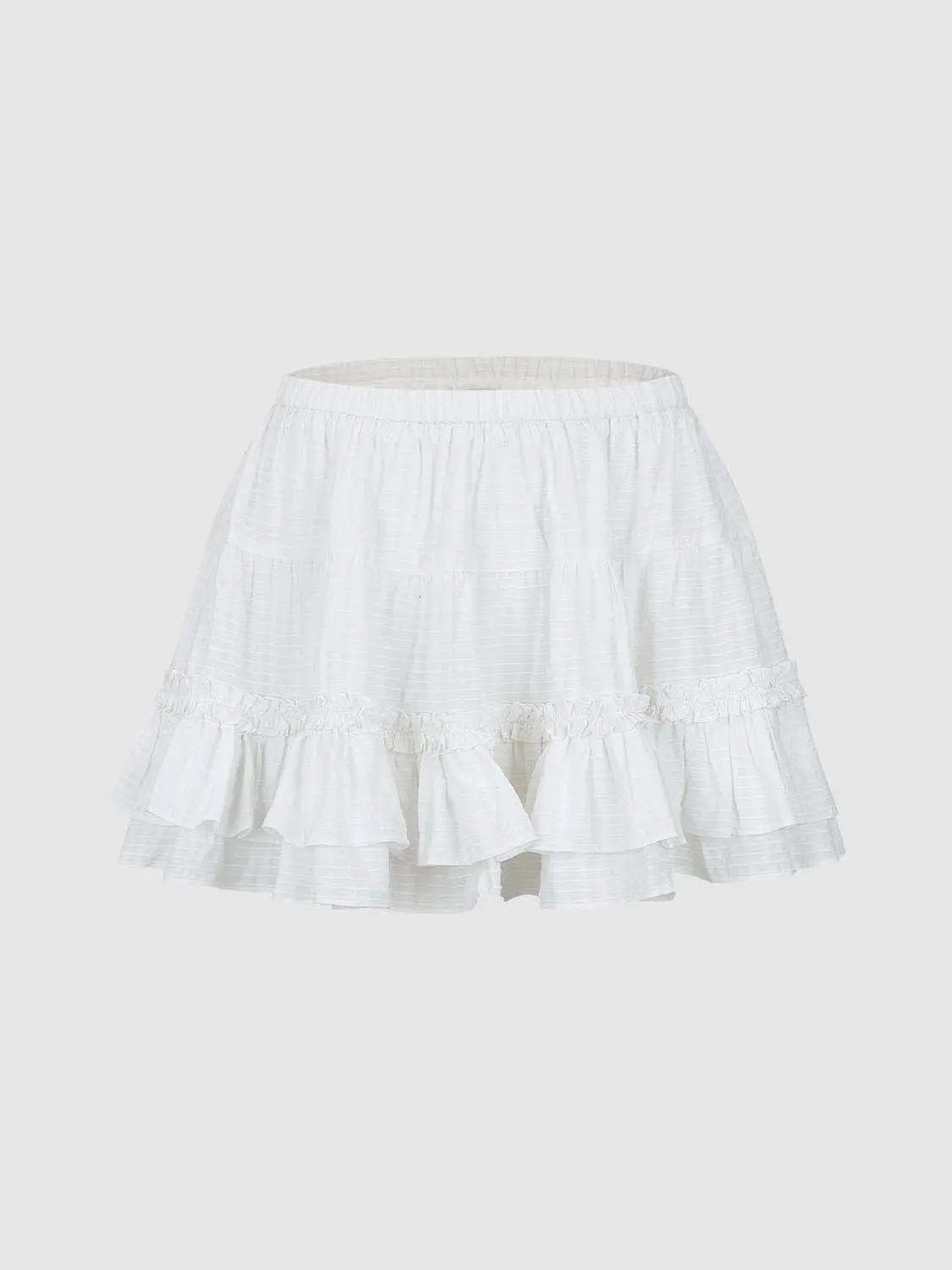 Textured Tiered Ruffle Hem A-line Skirt