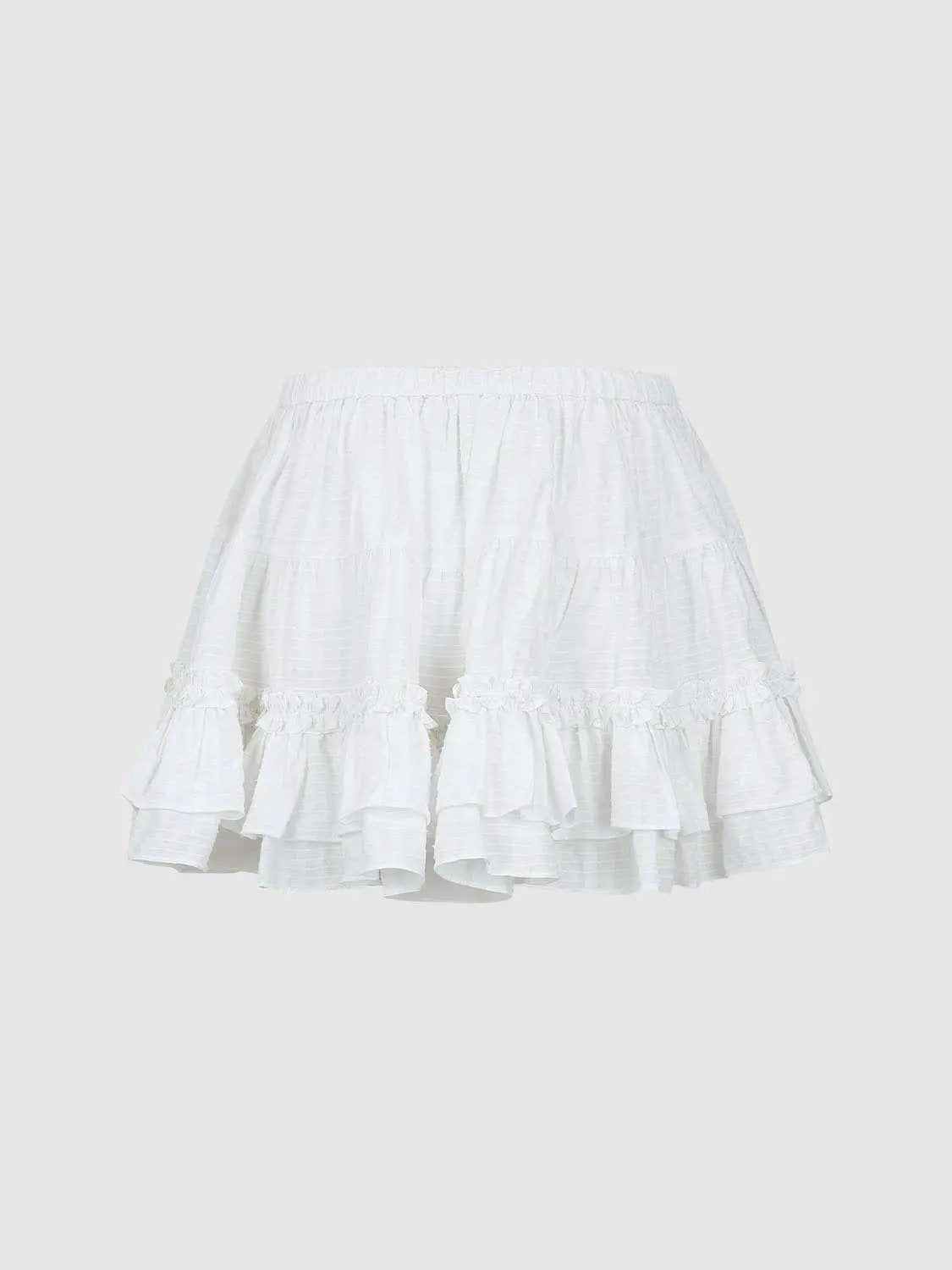 Textured Tiered Ruffle Hem A-line Skirt
