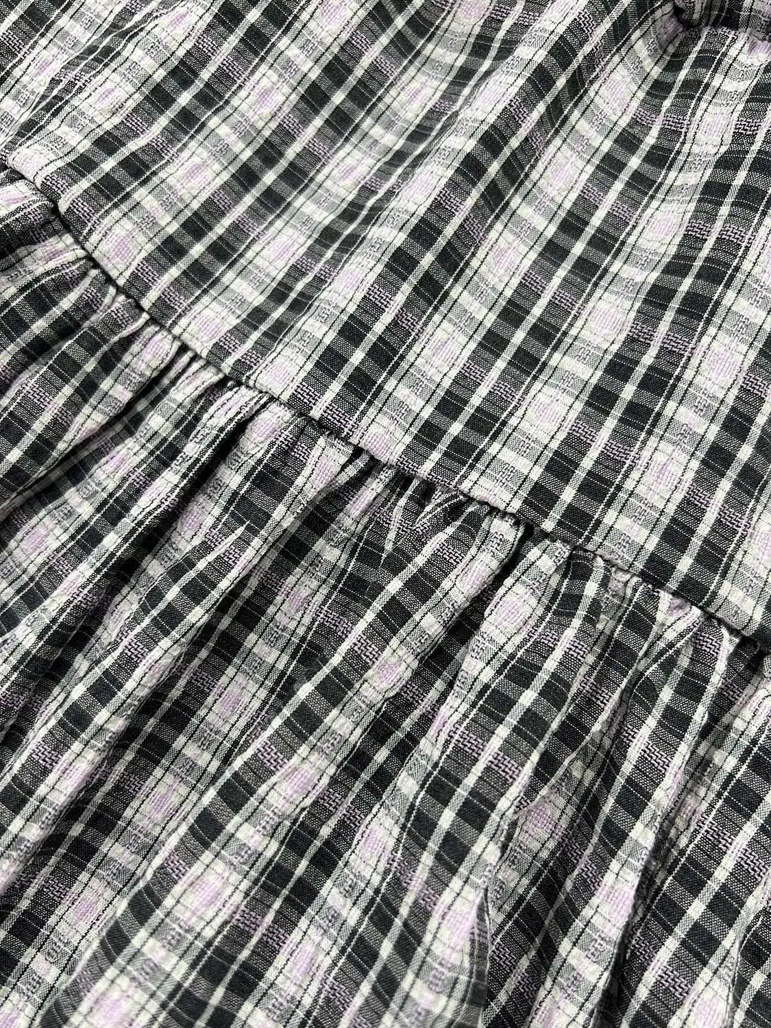 Checked Layered Ruffle High-waisted Mini Skirt