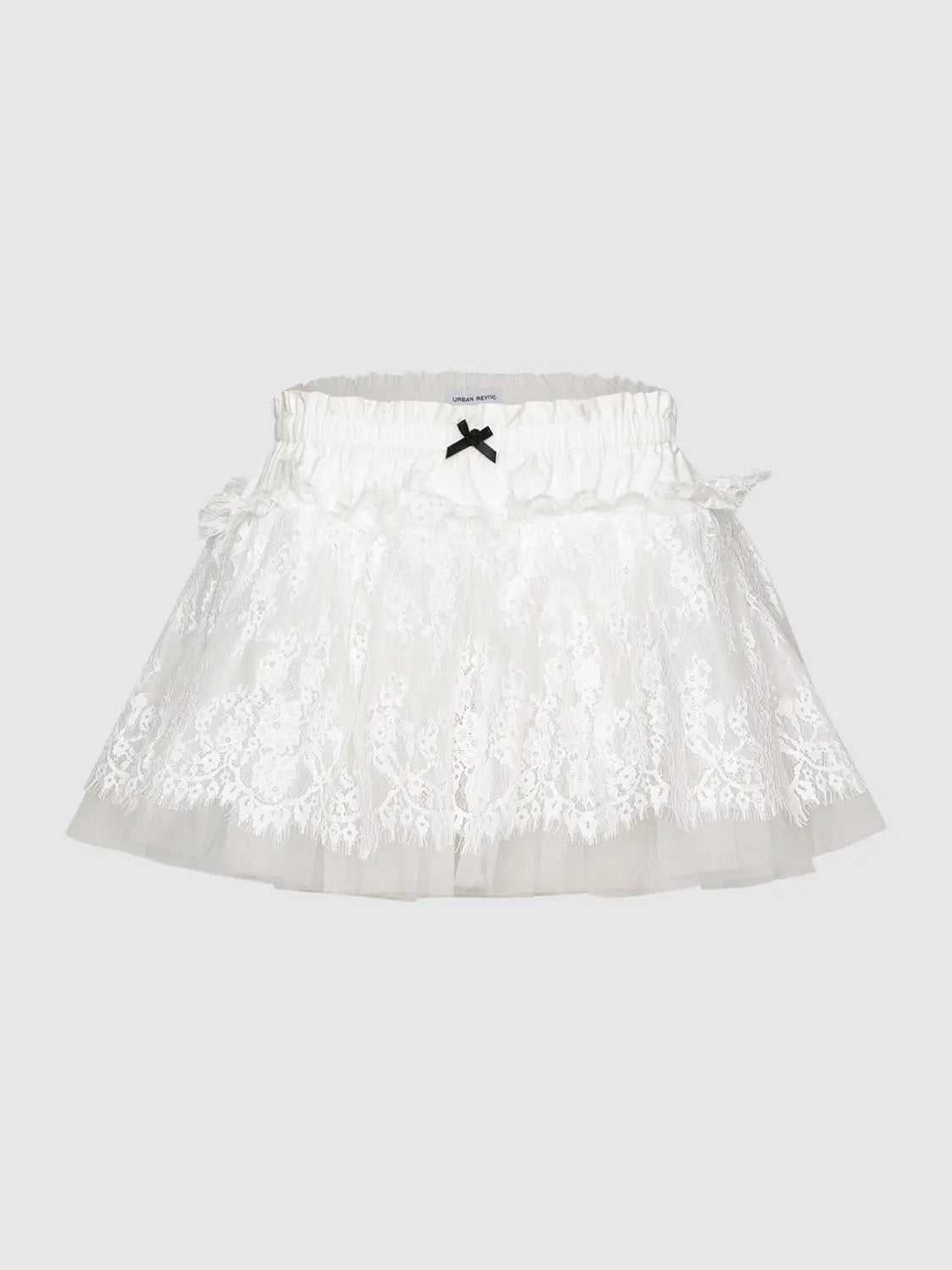 A-Line Lace Overlay Tulle Layered Mini Skirt