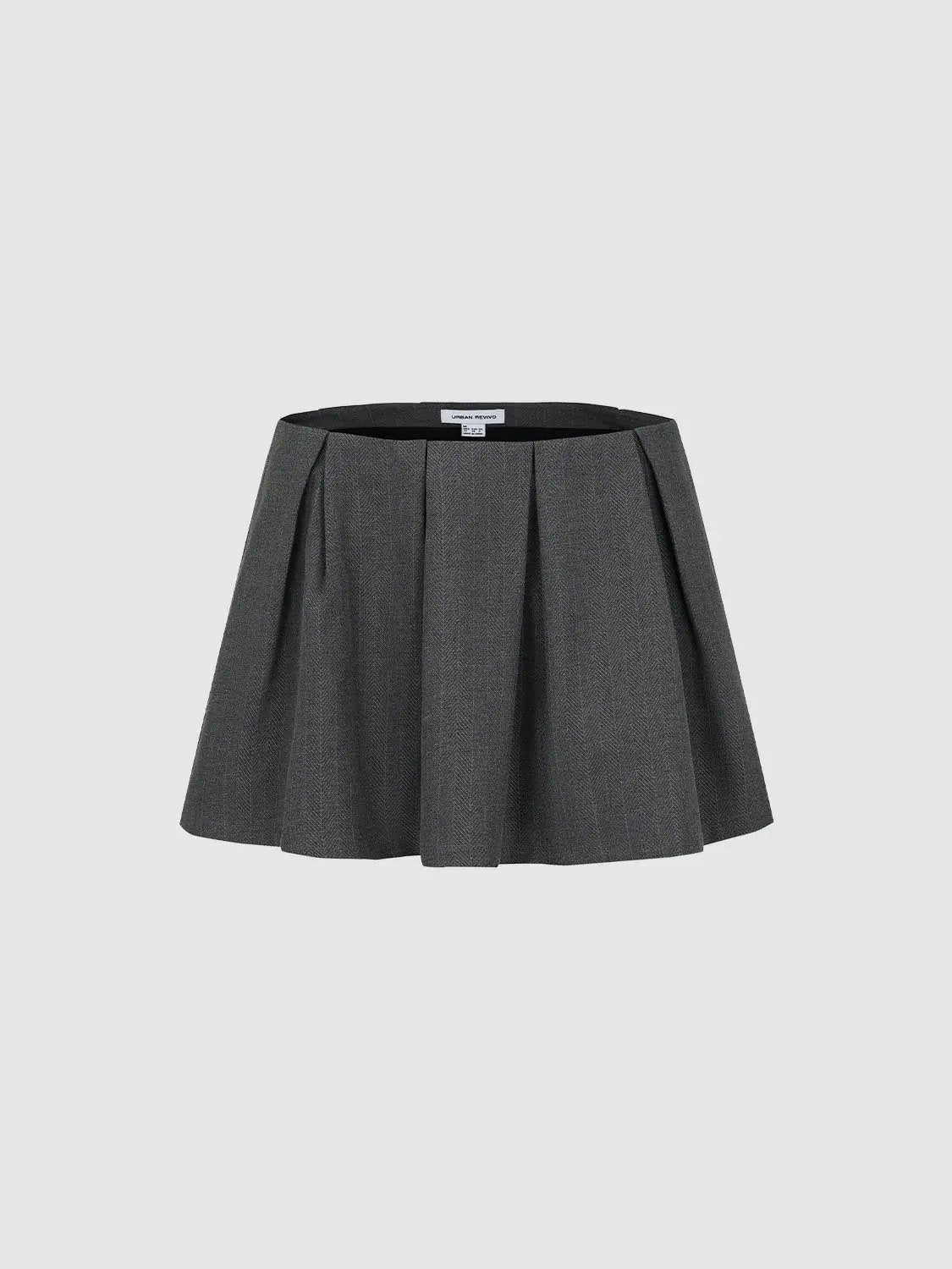 Pleated Herringbone Pattern Skirt