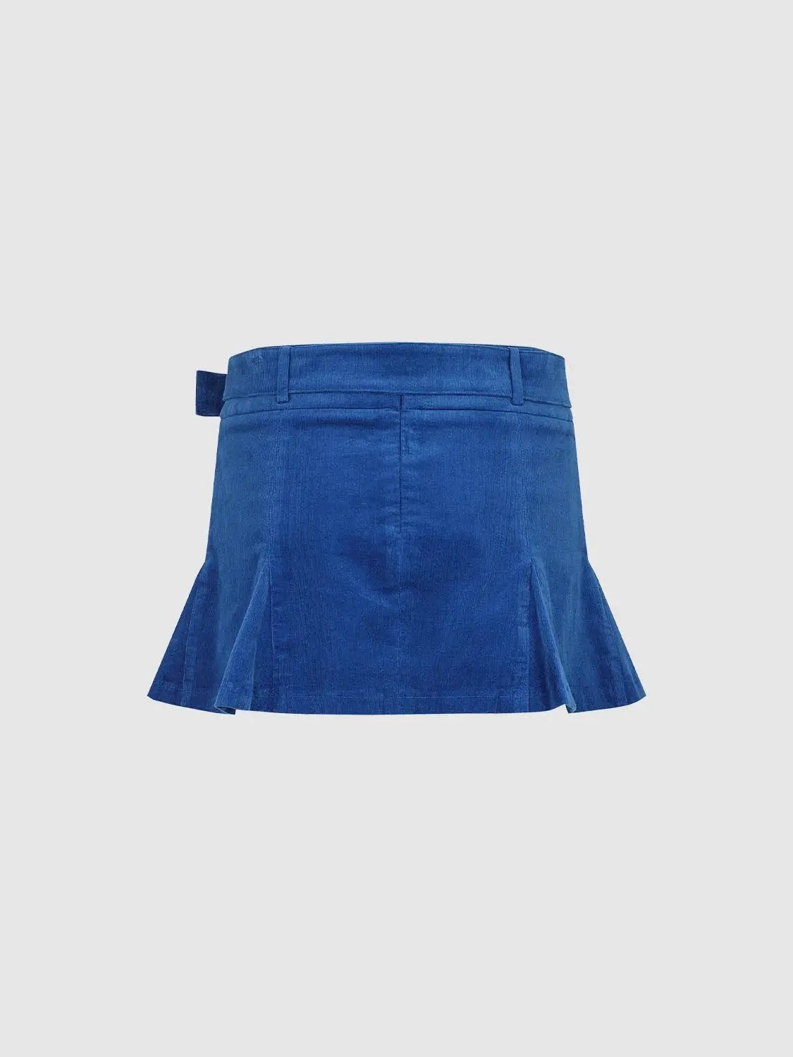 Mid-rise Belted Pleated Cotton Mini Skirt