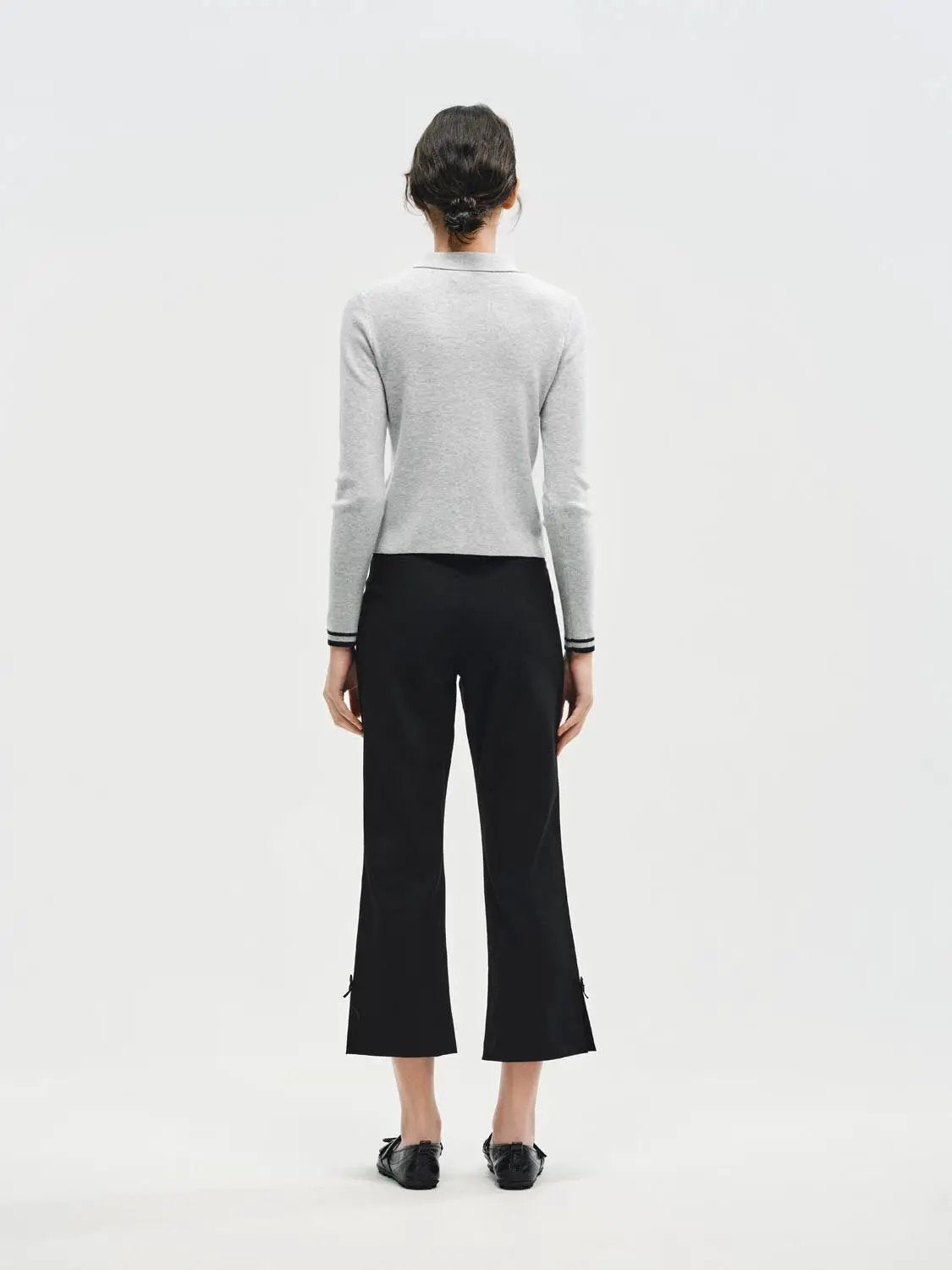 High-waisted Cropped Flared Side Slit Pants