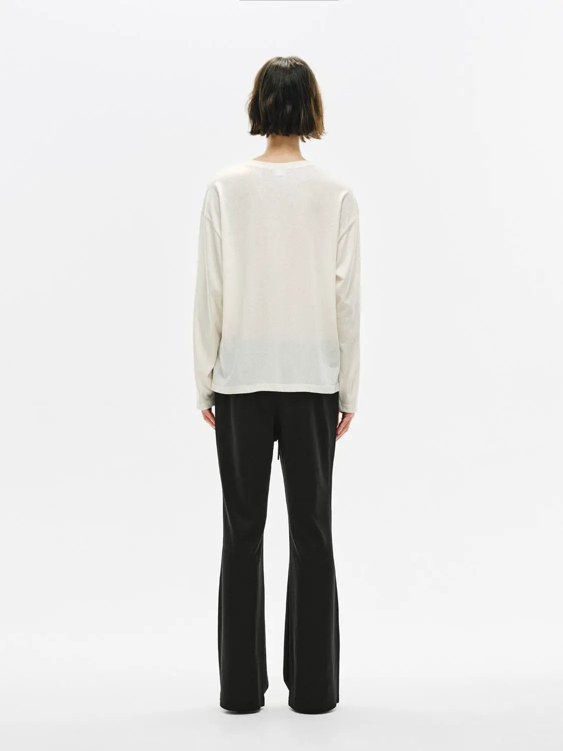 Ribbed Knit Drawstring Waist Flare Pants