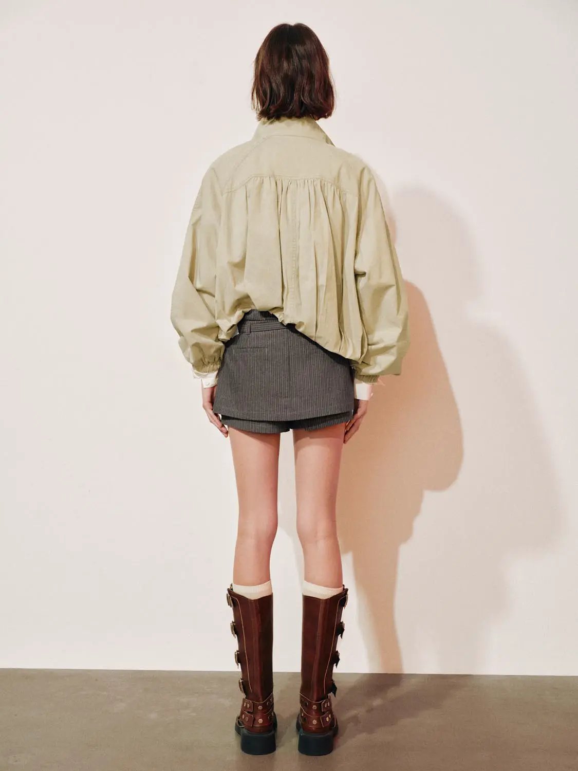 Tailored Belted Striped Mid-rise Wide-leg Shorts