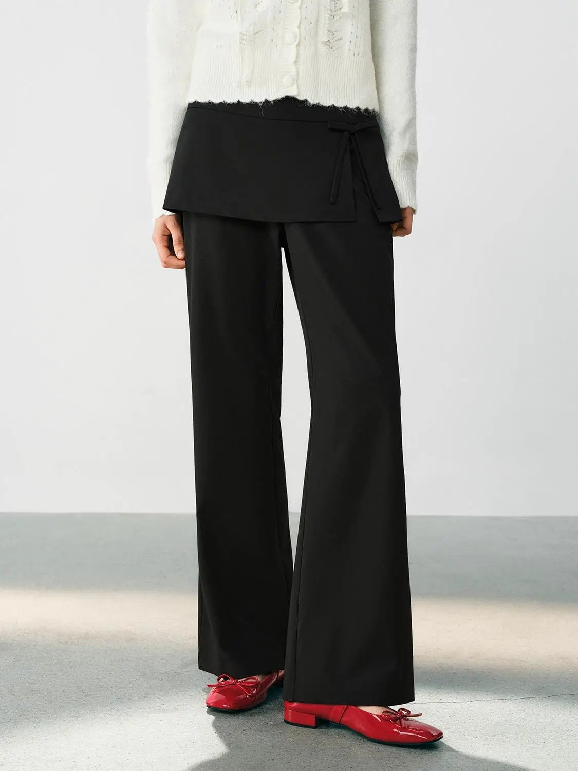 Wrap Detail High-waisted Flared Pants