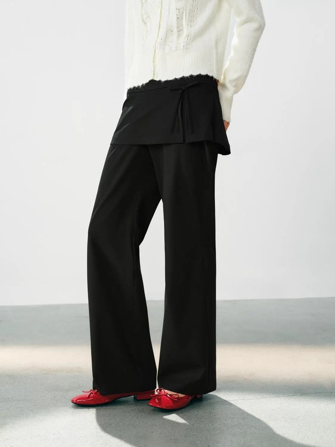 Wrap Detail High-waisted Flared Pants