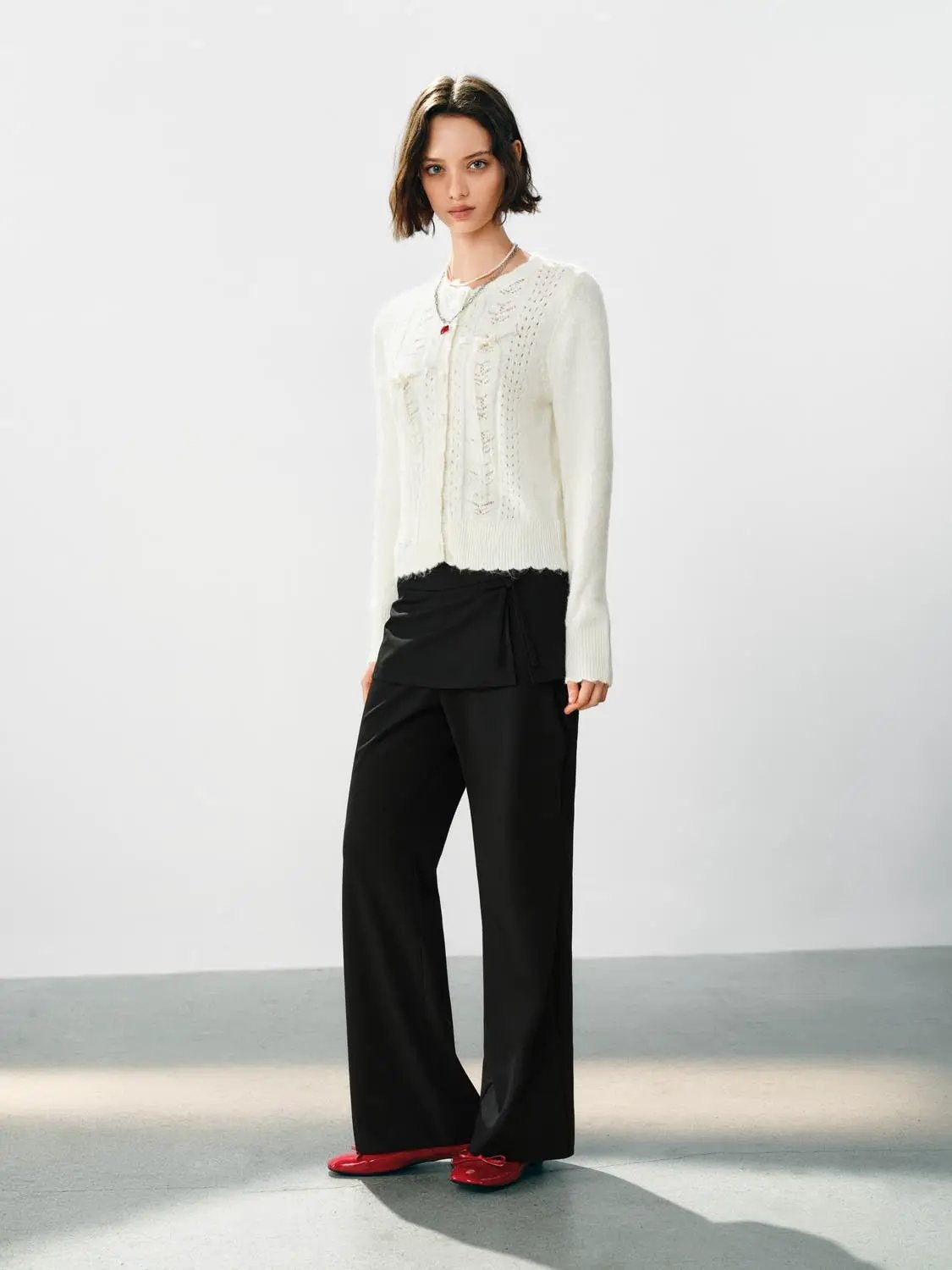 Wrap Detail High-waisted Flared Pants