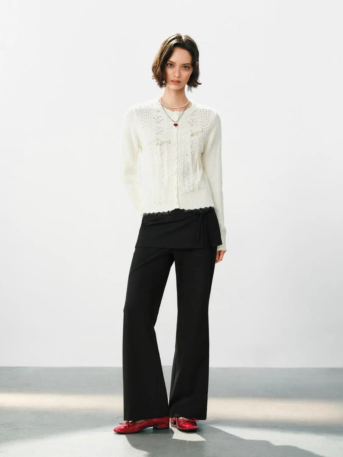 Wrap Detail High-waisted Flared Pants