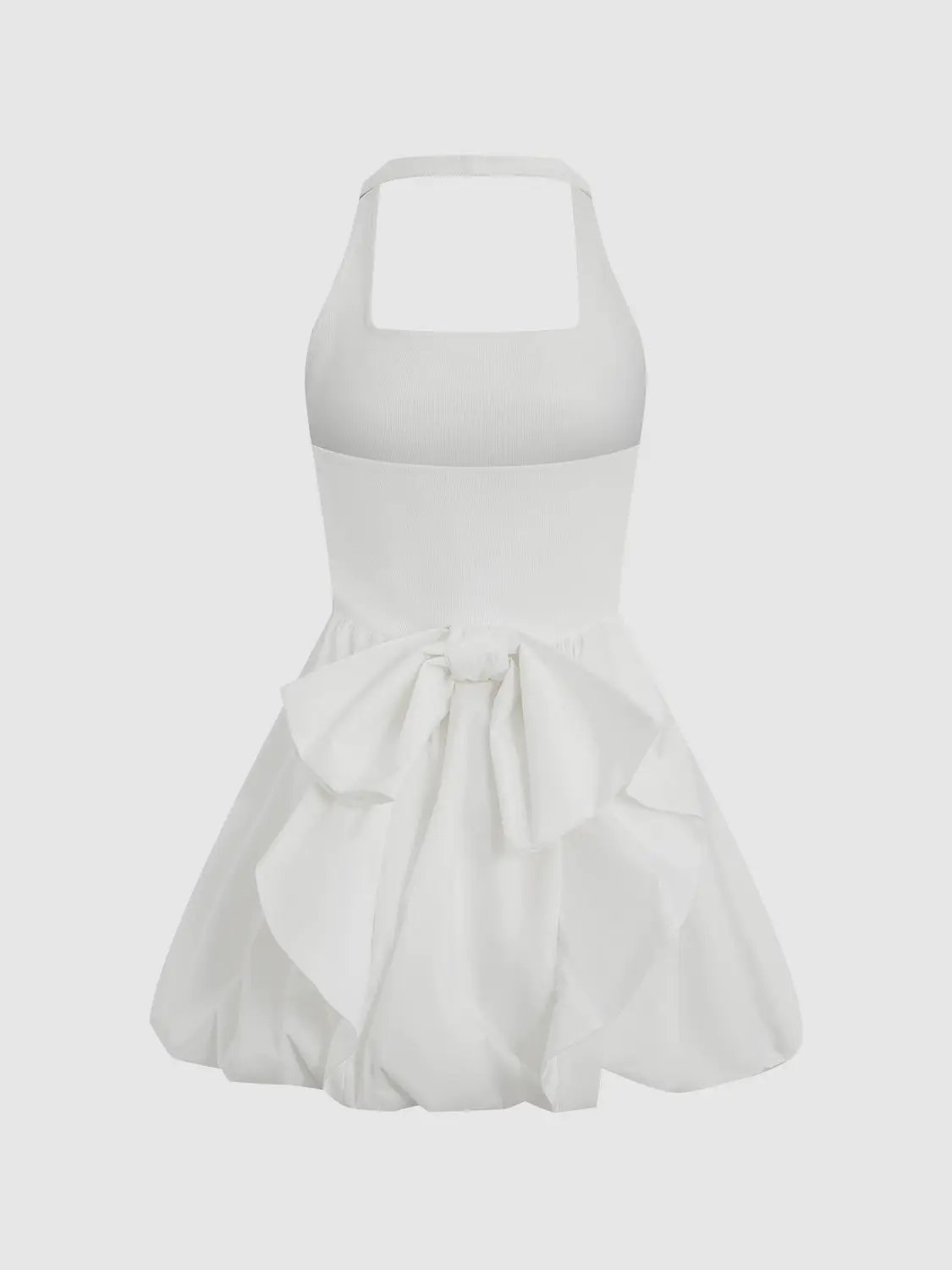 Halter Neck A-Line Stretch Cotton Mini Dress