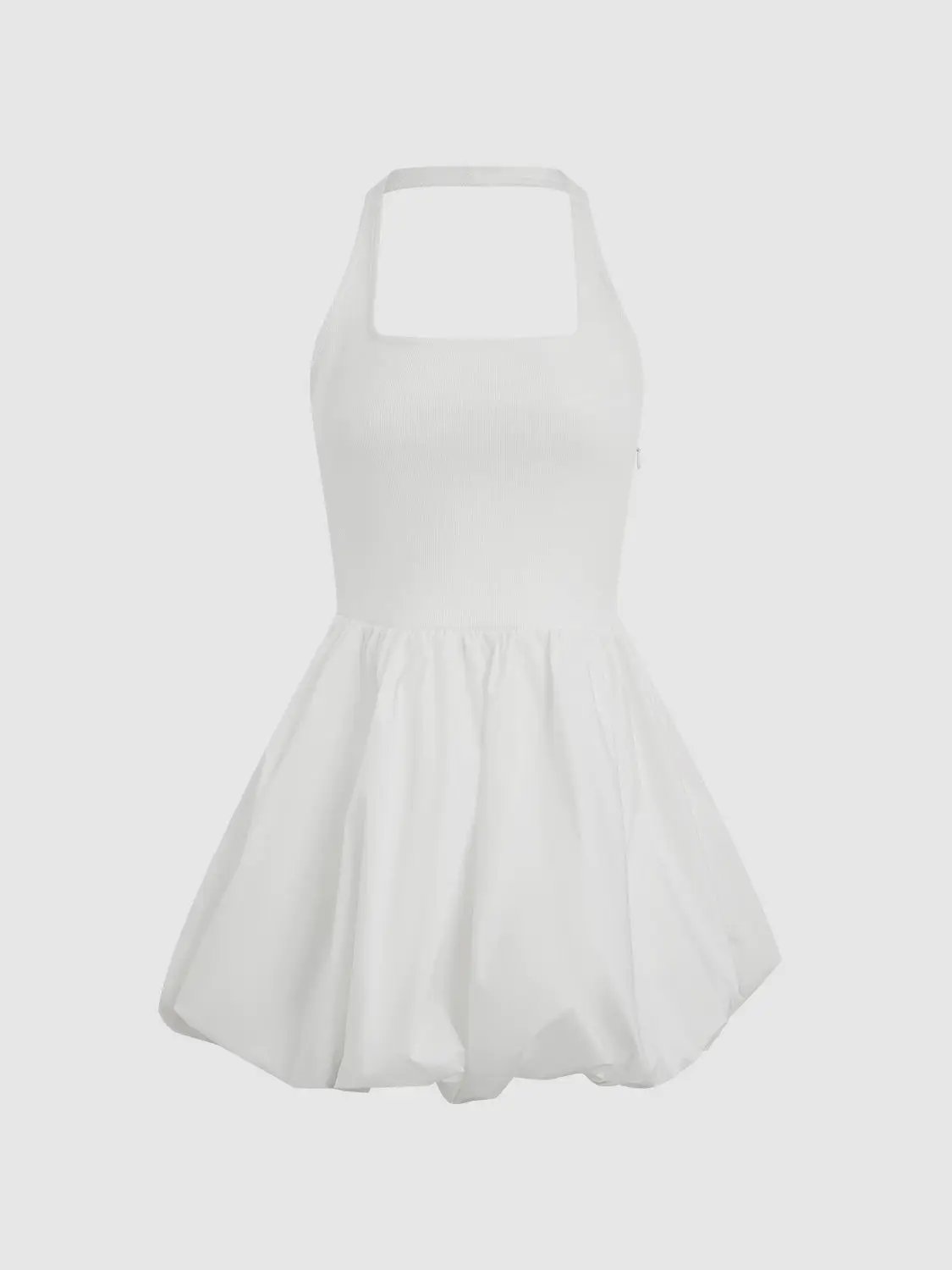 Halter Neck A-Line Stretch Cotton Mini Dress