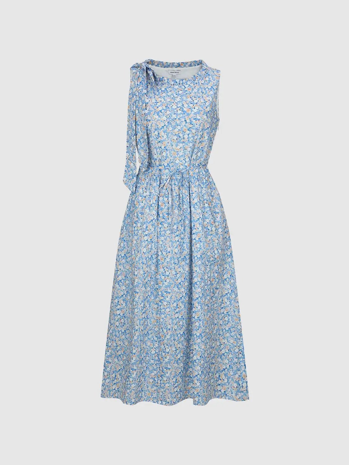 Delicate A-line Floral Midi Cotton Dress