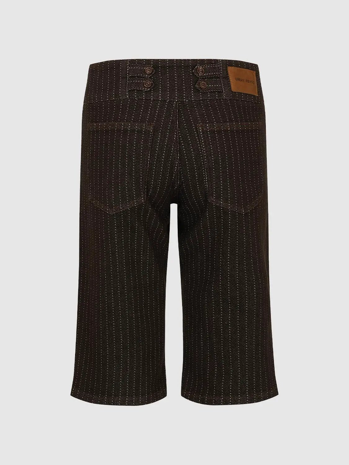 Tailored Pinstripe High-waisted Cotton Blend Shorts