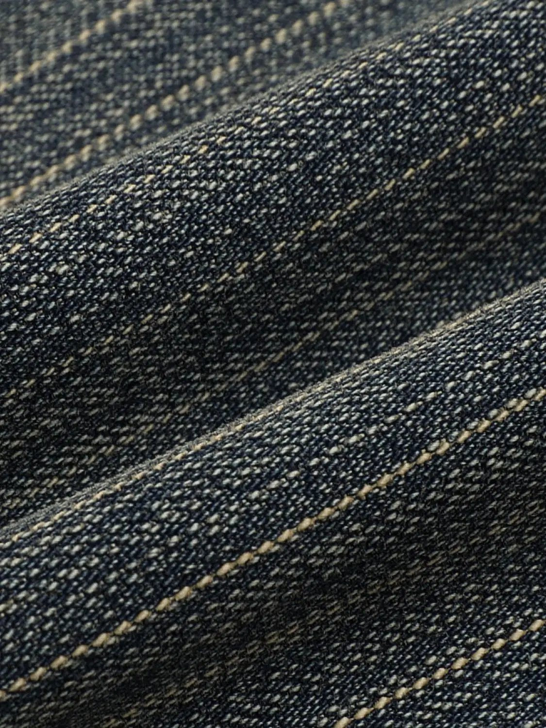 Striped Wide-leg Cotton Blend Jeans
