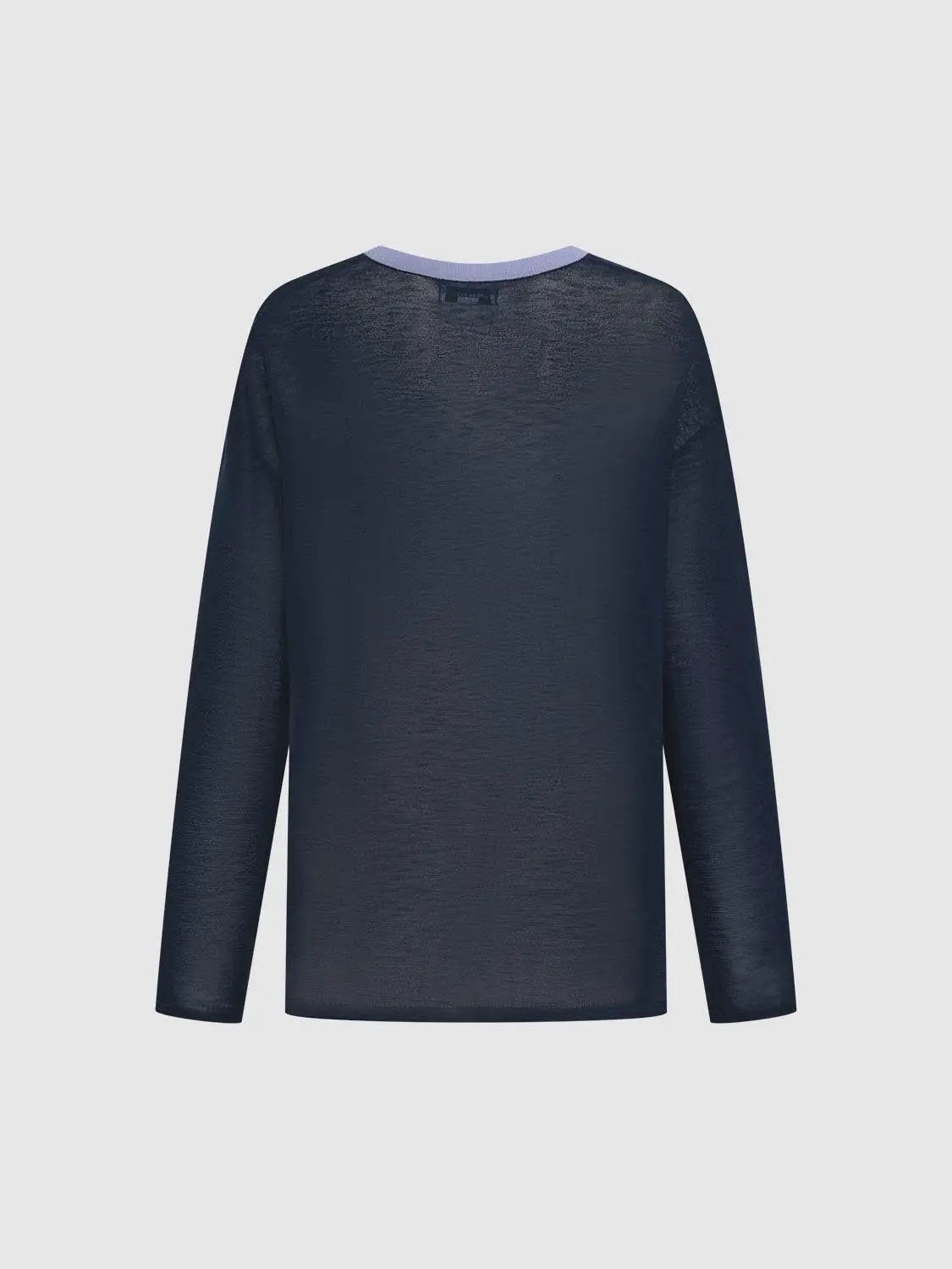 Oversized Printed Text Crew Neck Long Sleeve Knit T-shirt