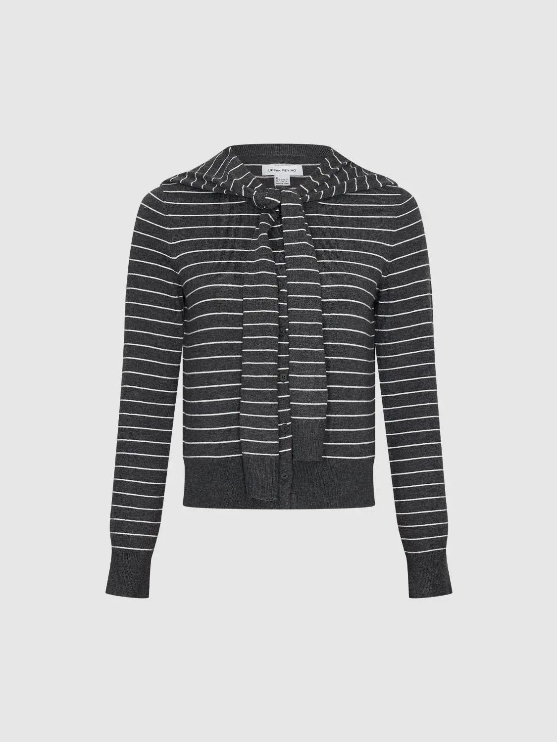 Striped Long Sleeve Shawl Collar Knit Cardigan
