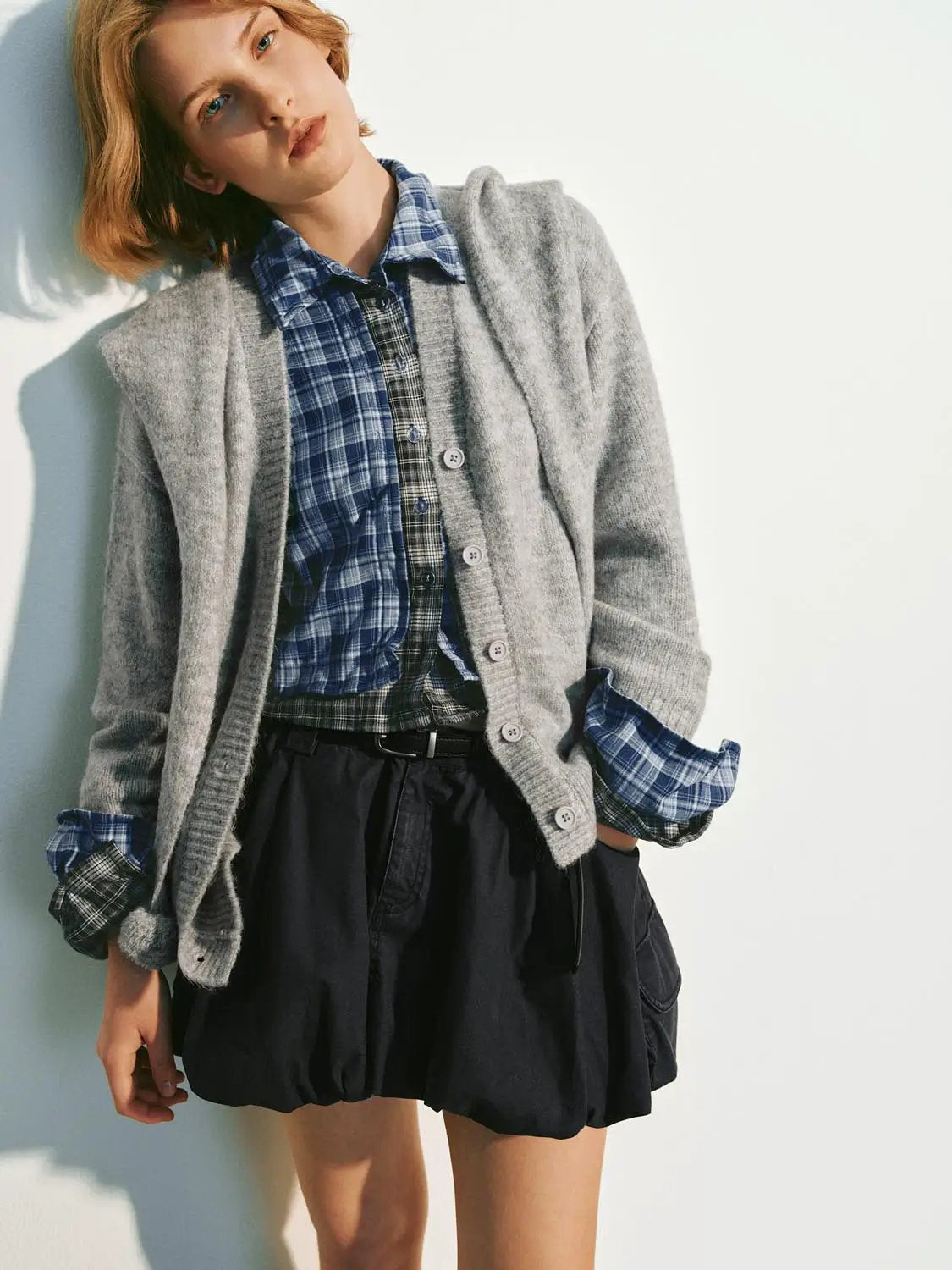 Textured Ribbed Pom-pom Long Sleeve Knit Jacket