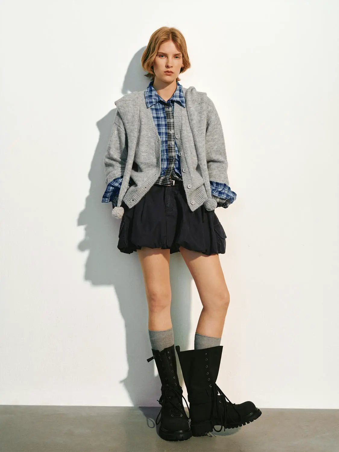Textured Ribbed Pom-pom Long Sleeve Knit Jacket