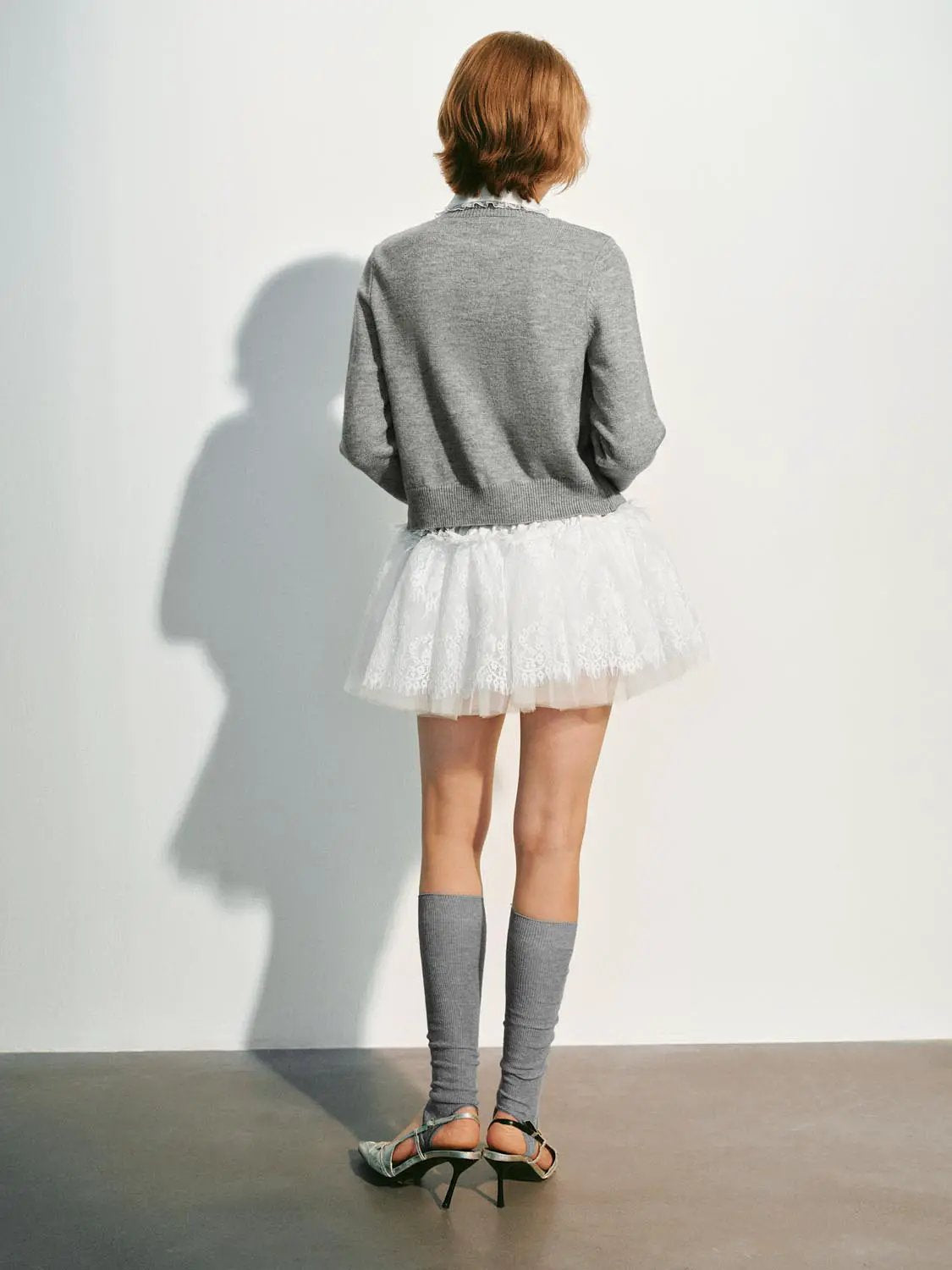 Bow Detail Long Sleeve Ribbed Knit Cardigan