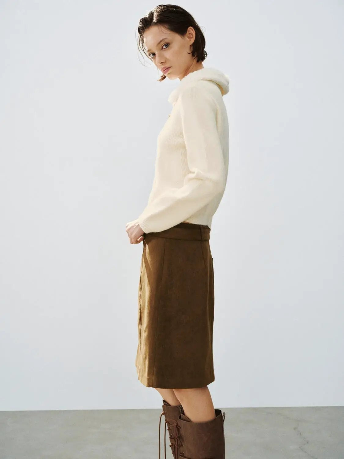 Ribbed Button Front Long Sleeve Cardigan