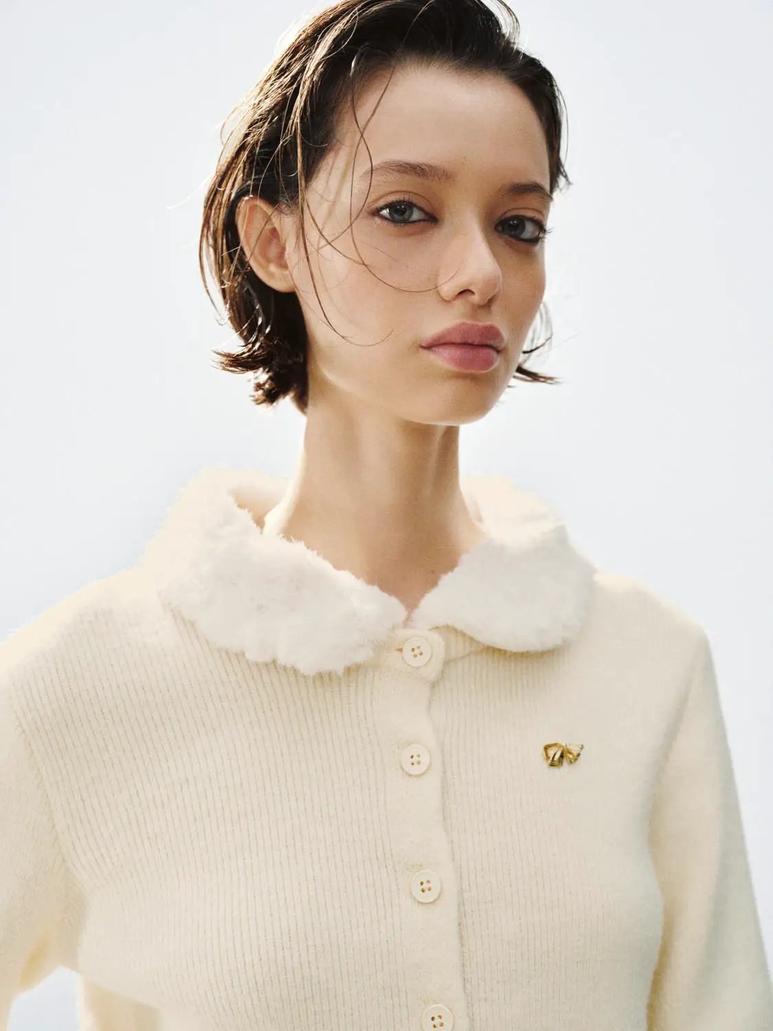 Ribbed Button Front Long Sleeve Cardigan
