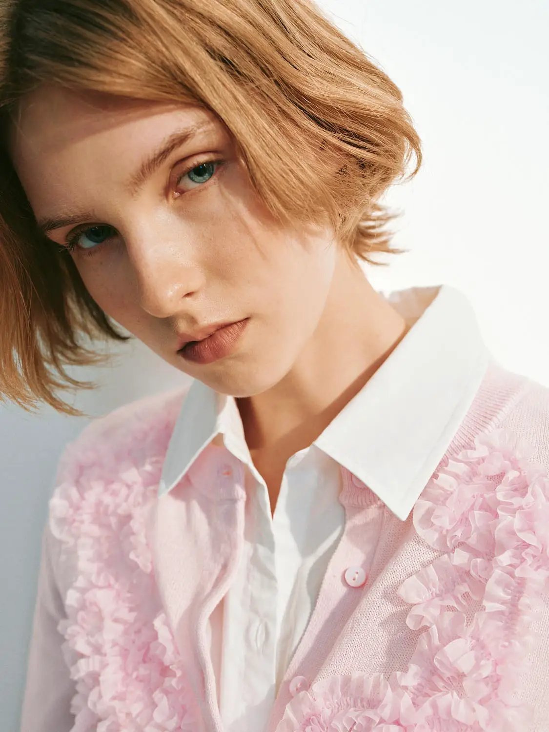Textured Ruffled Floral Long Sleeve Knit Cardigan