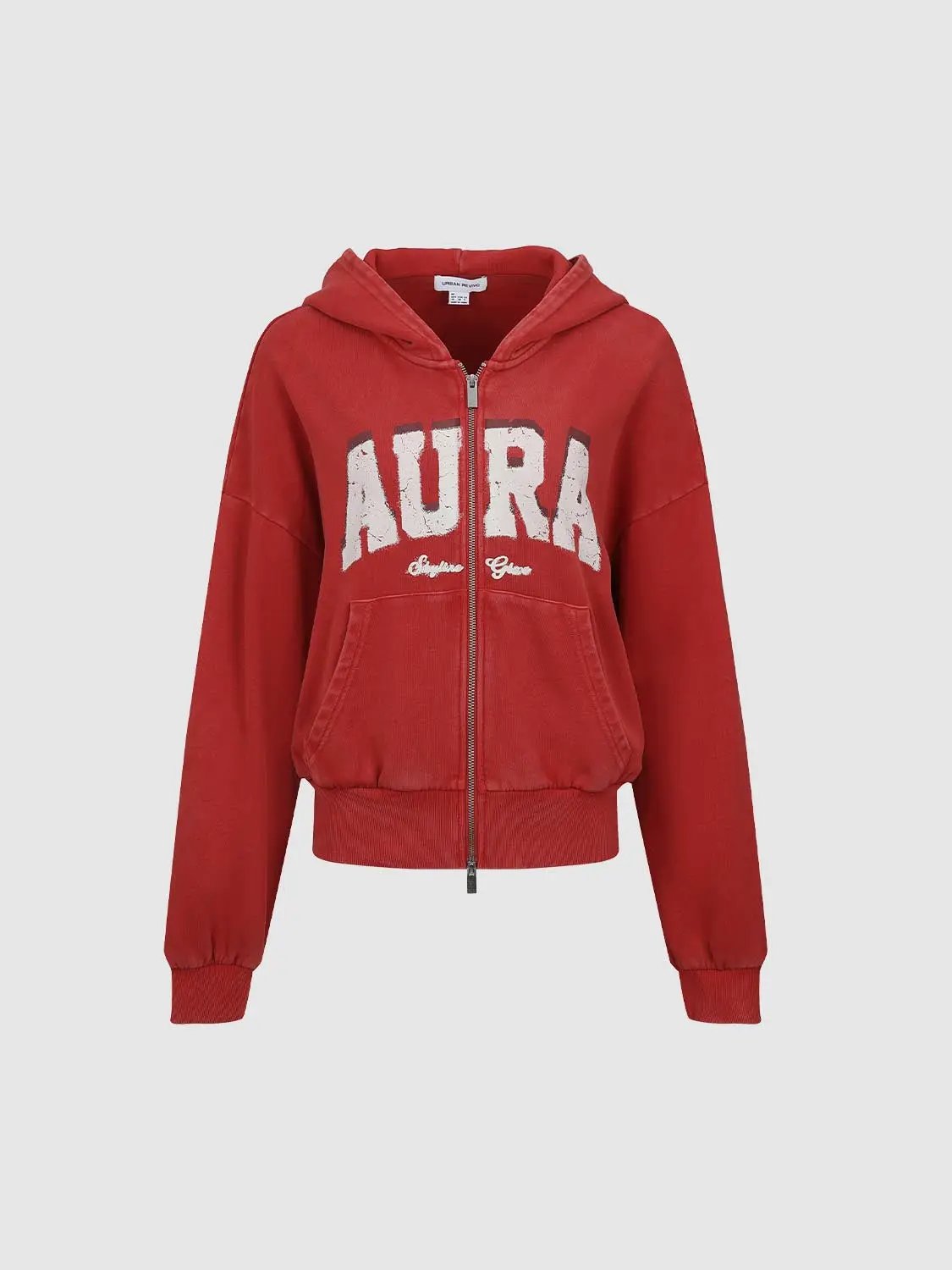 Hooded Zip Up Printed Long Sleeve Cotton Hoodie
