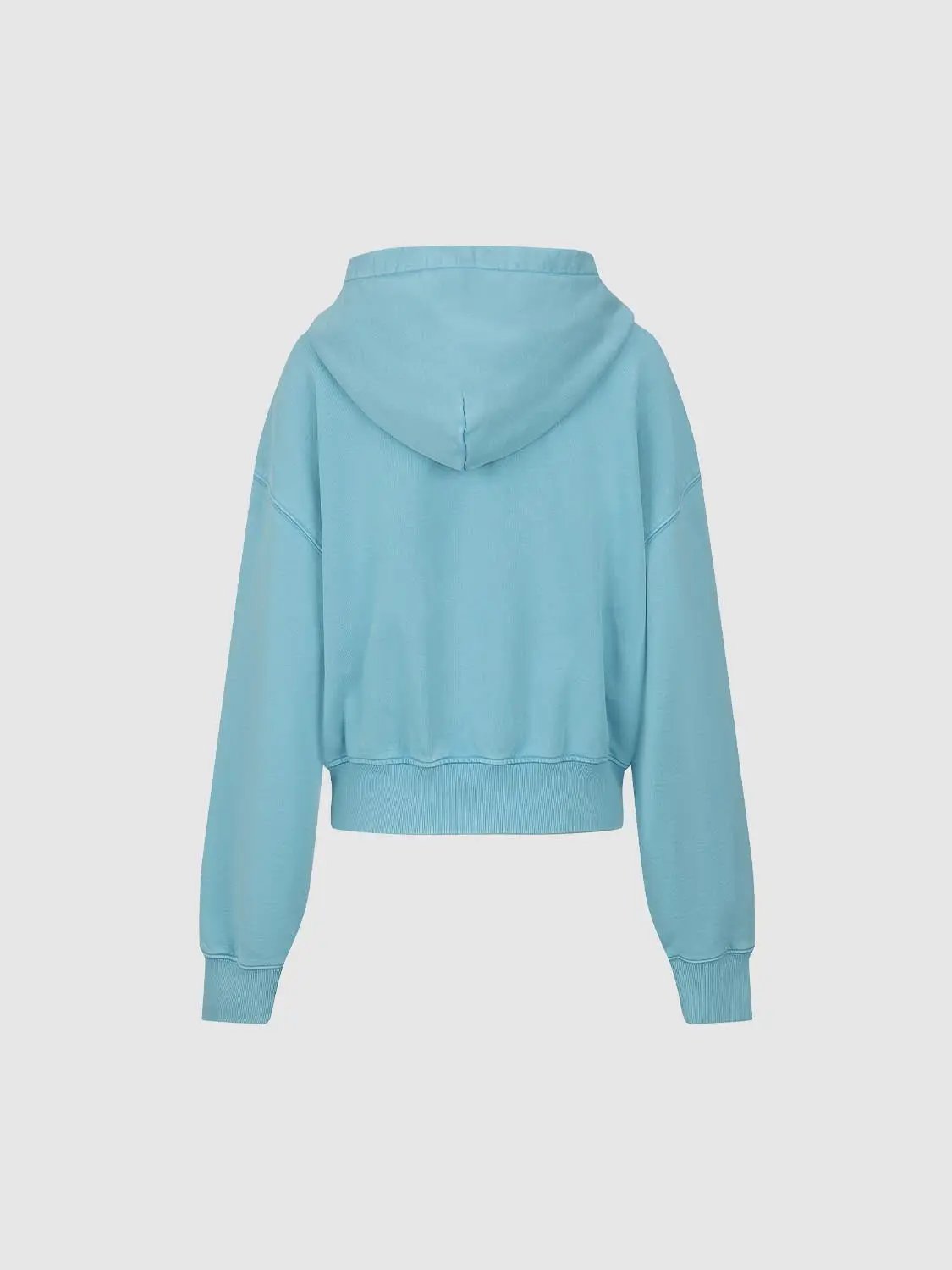 Zippered Front With Hood Bomber Cotton Jacket
