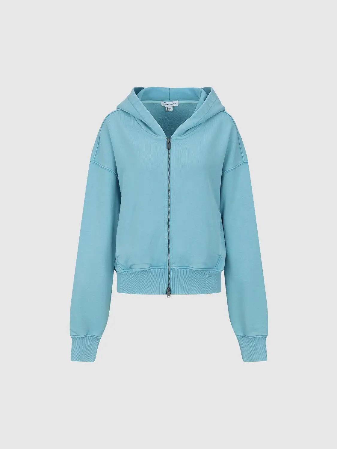 Zippered Front With Hood Bomber Cotton Jacket