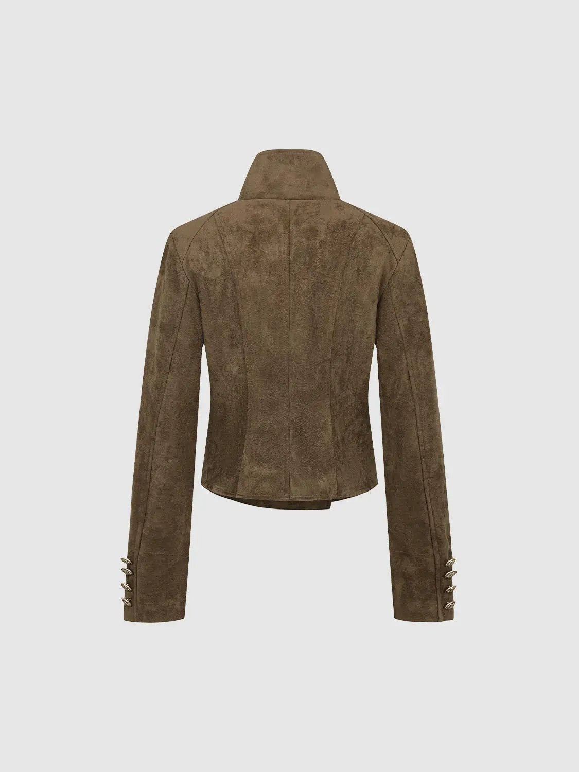 Long Sleeve Double-breasted Asymmetric Fitted Jacket