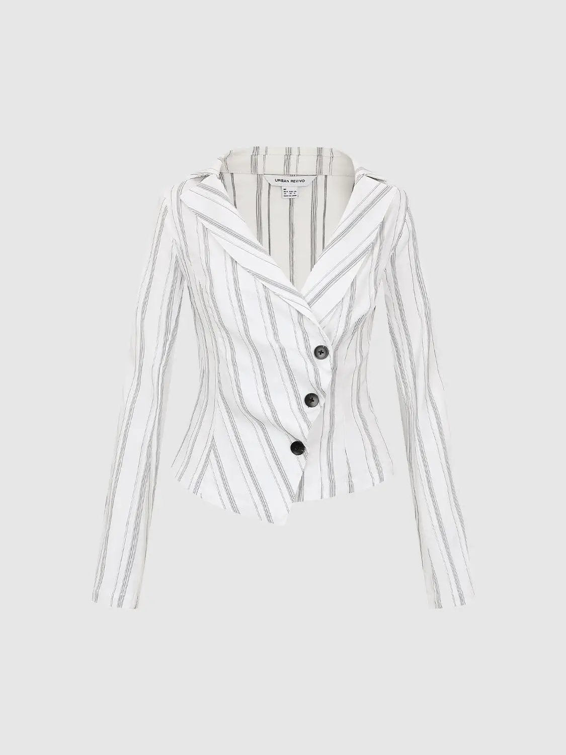 Striped Tailored V-Neck Long Sleeve Jacket