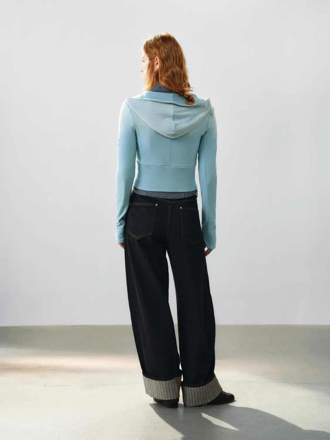 Thick Structured Long Sleeve Zip Front Hoodie