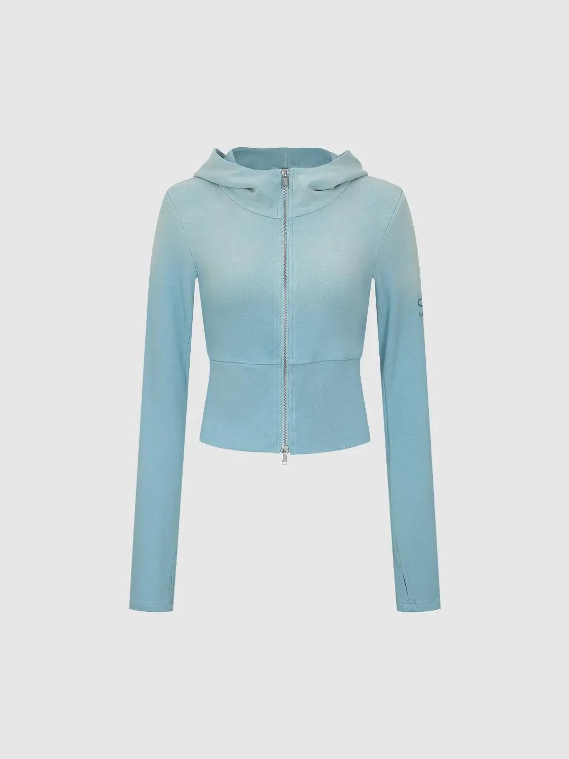 Thick Structured Long Sleeve Zip Front Hoodie