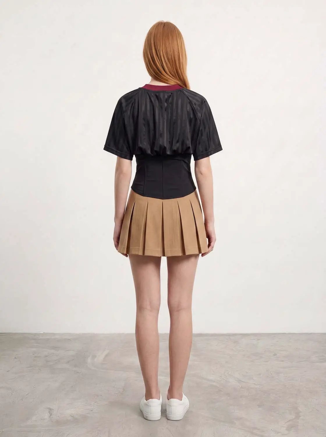 V Neck Letter Print Soccer Jersey Waist Cinching Corset Top