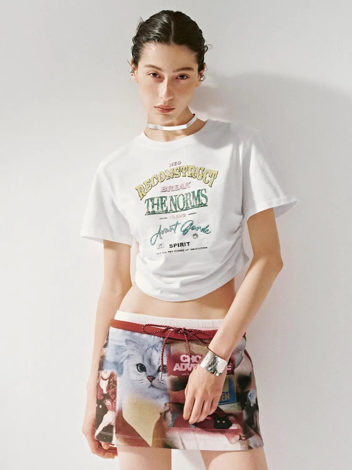 Text Print Regular Fit Crew Neck Short Sleeve Cotton T-Shirt