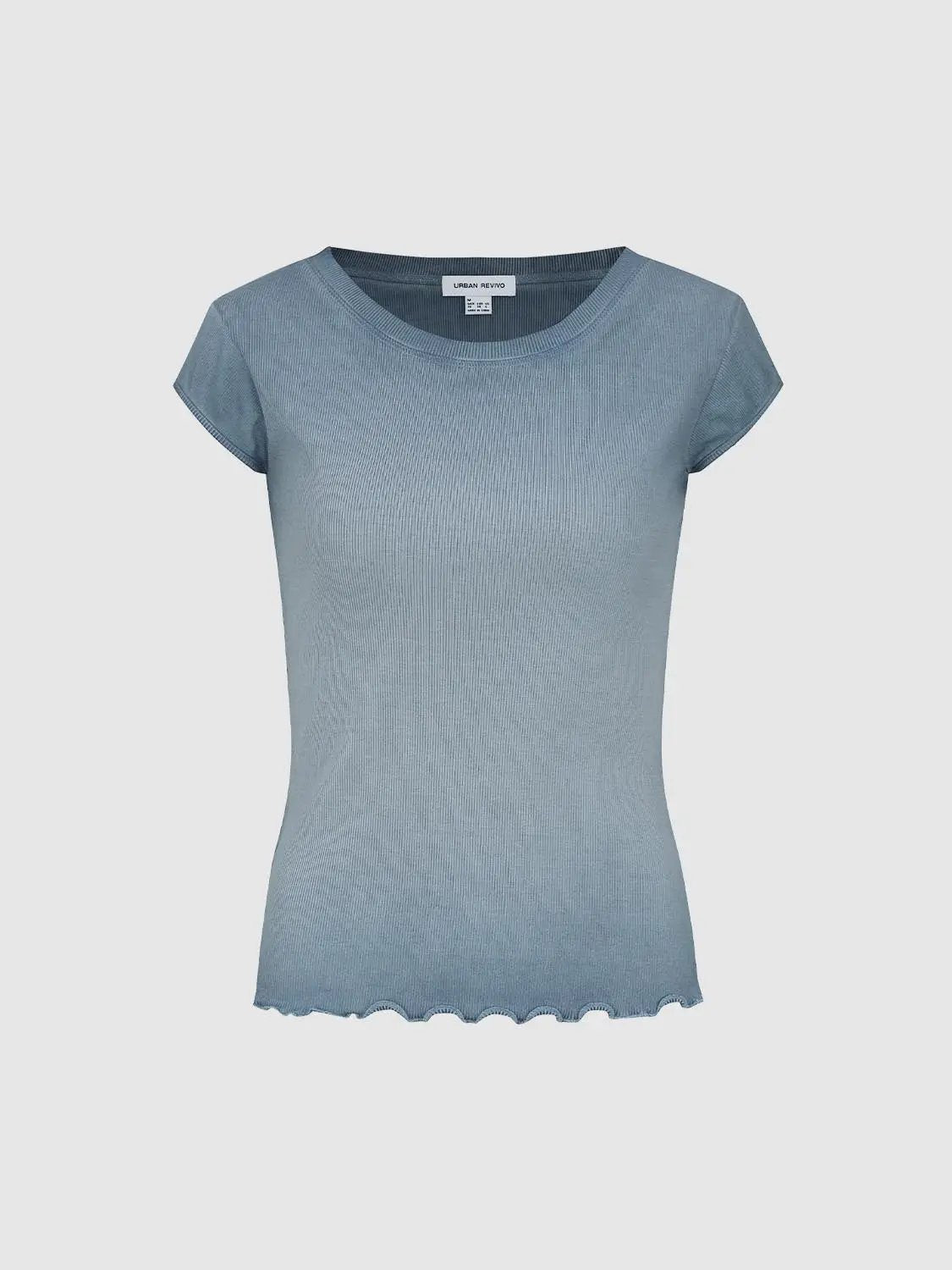 Ribbed Texture Scalloped Hem Cotton Knit Tank Top