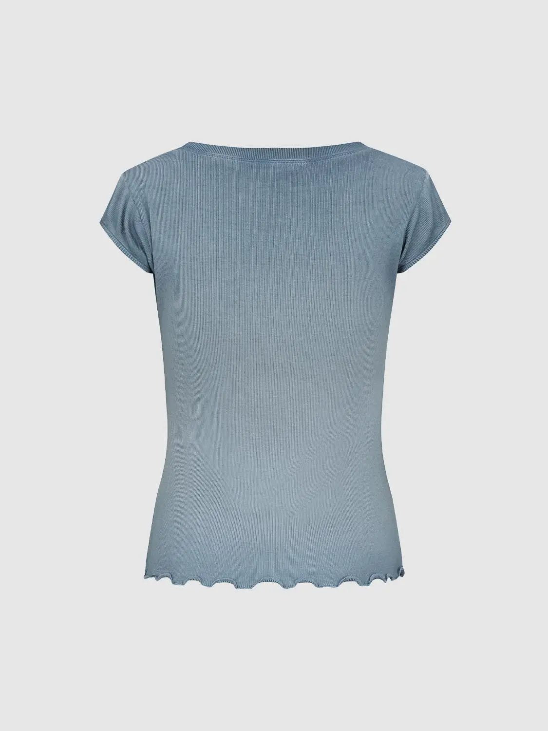 Ribbed Texture Scalloped Hem Cotton Knit Tank Top