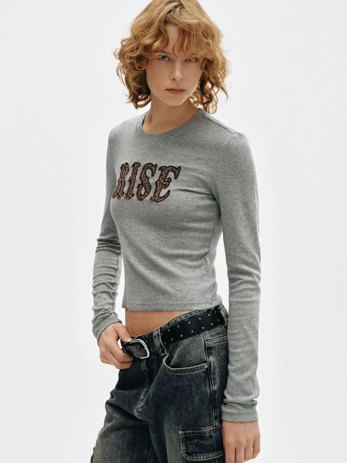 Animal Print Graphic Crew Neck Long Sleeve T-Shirt