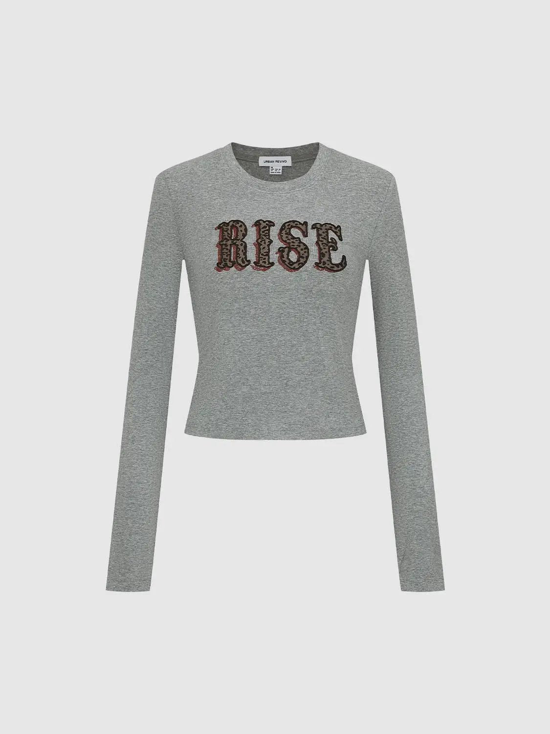 Animal Print Graphic Crew Neck Long Sleeve T-Shirt