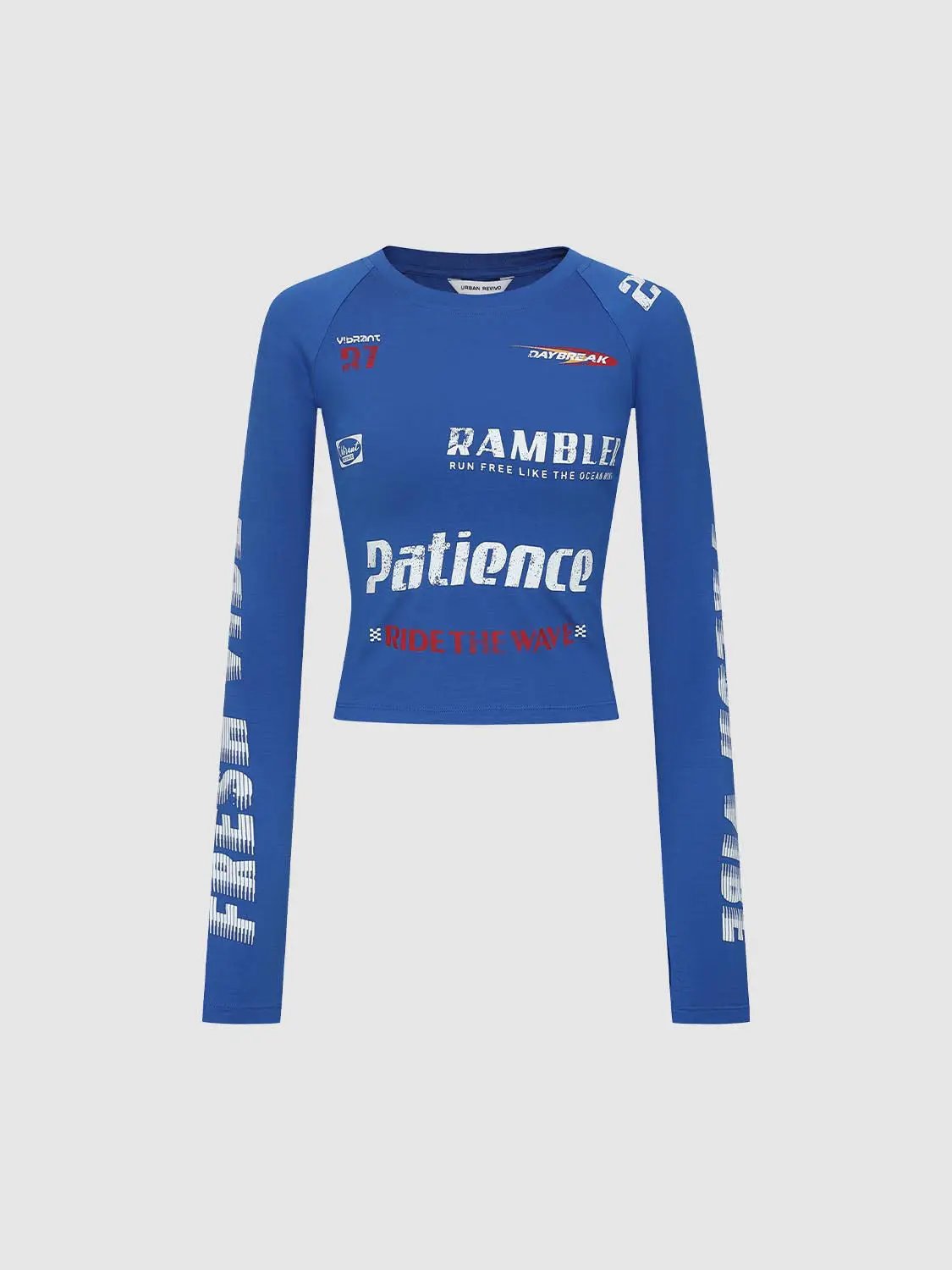 Printed Fitted Crew Neck Long Sleeve Modal Blend T-Shirt