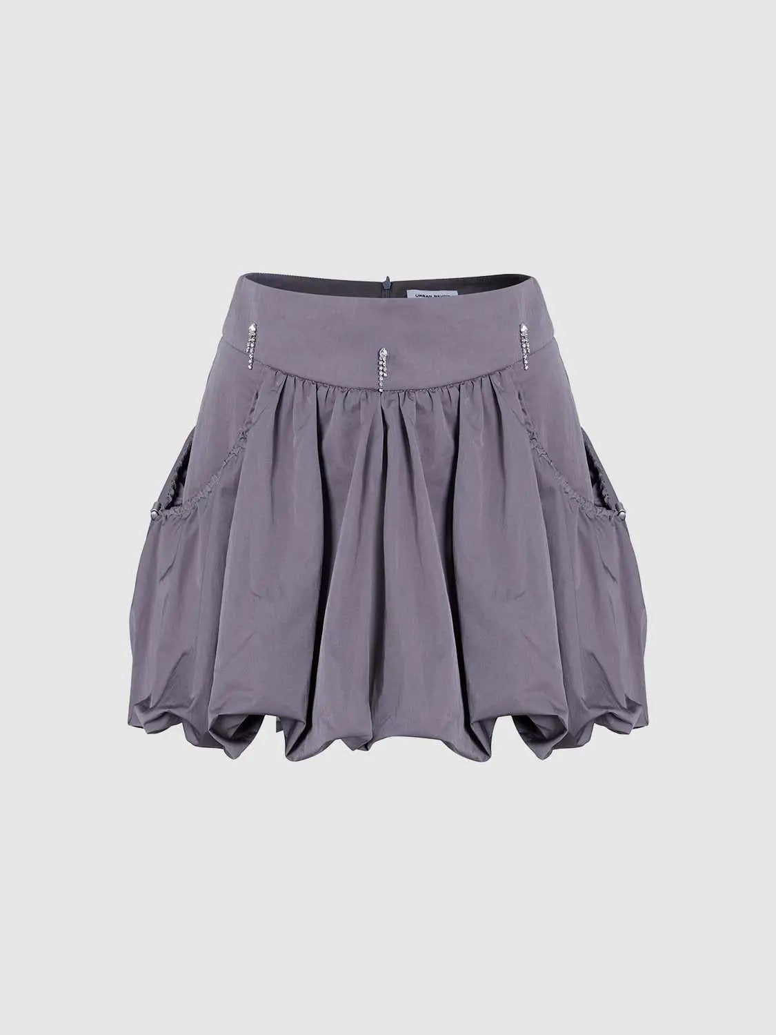 Elastic Waist Bubble Hem A-Line Mini Skirt