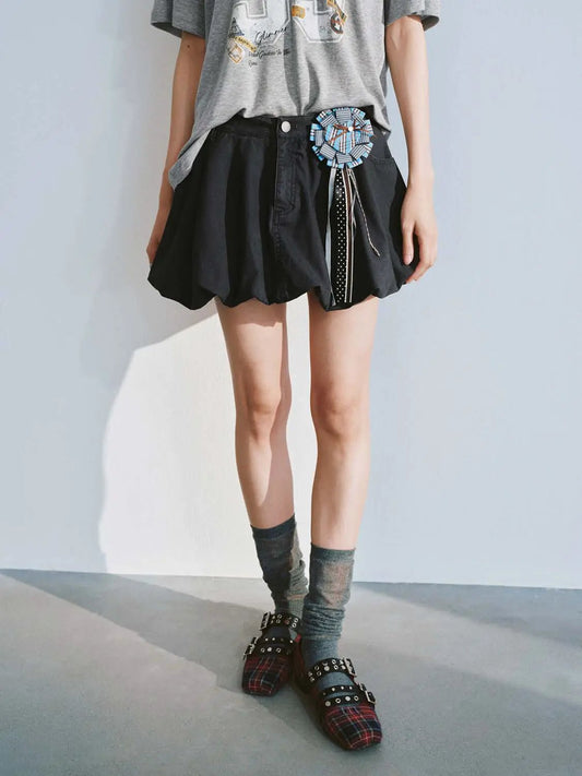 High Waist Flared Swing A-Line Cotton Casual Mini Skirt
