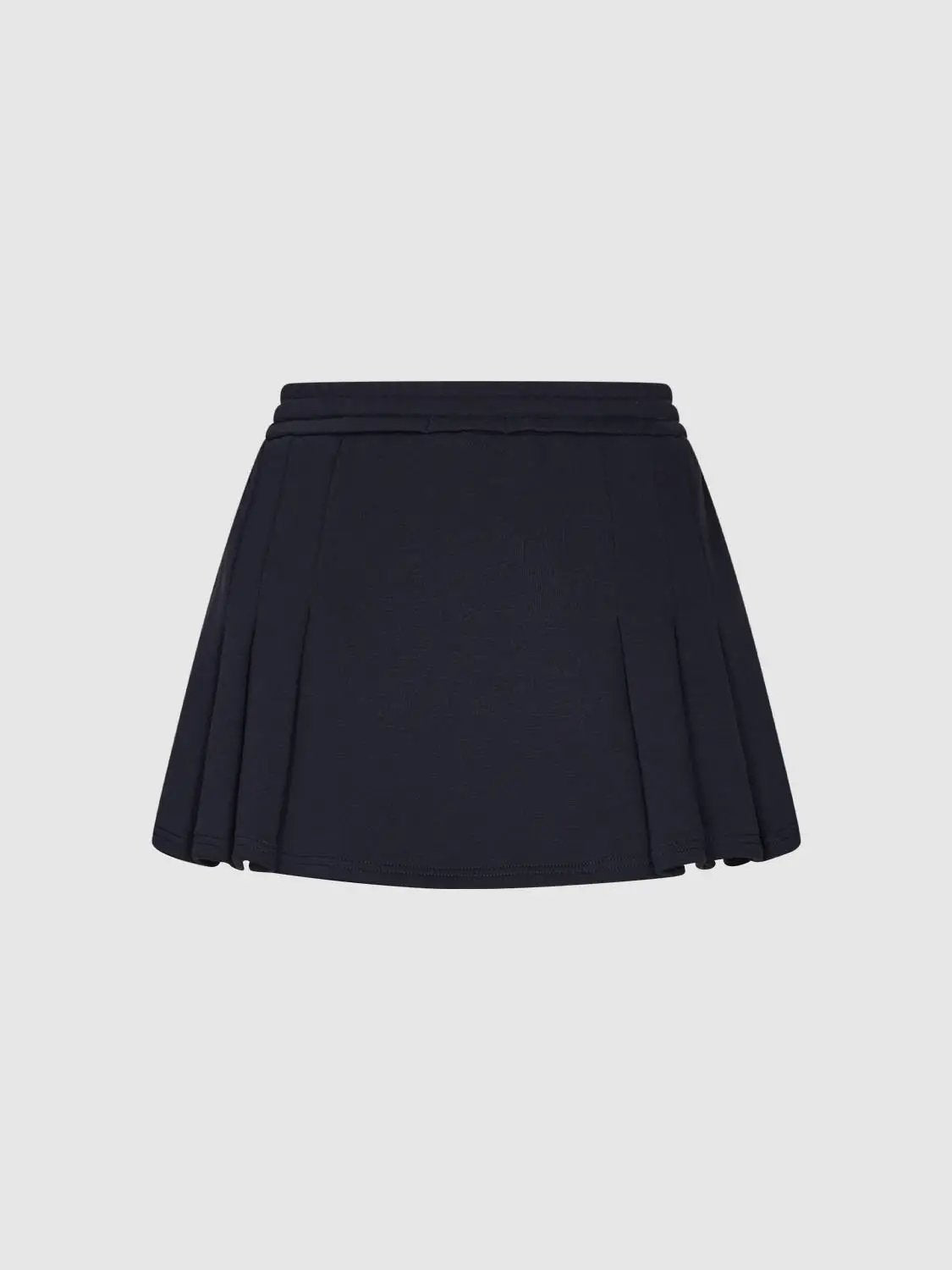 Drawstring A-line Mini Cotton Blend Skirt