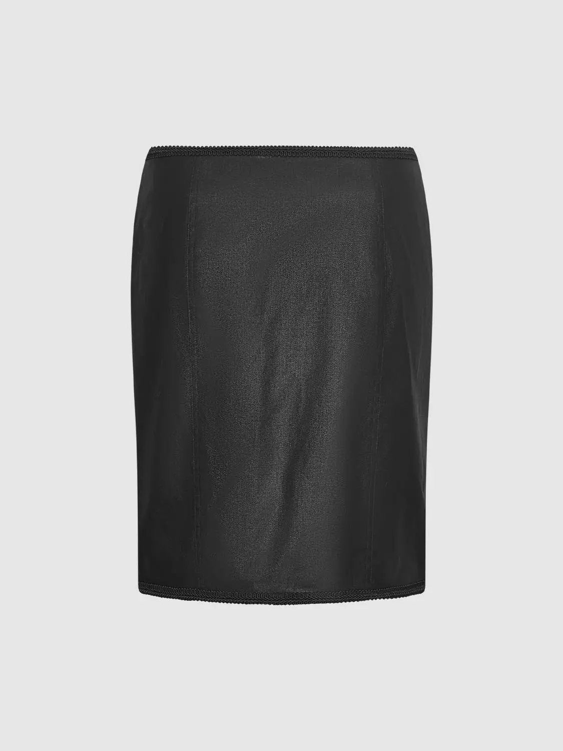 Double Button Front Straight Cotton Skirt
